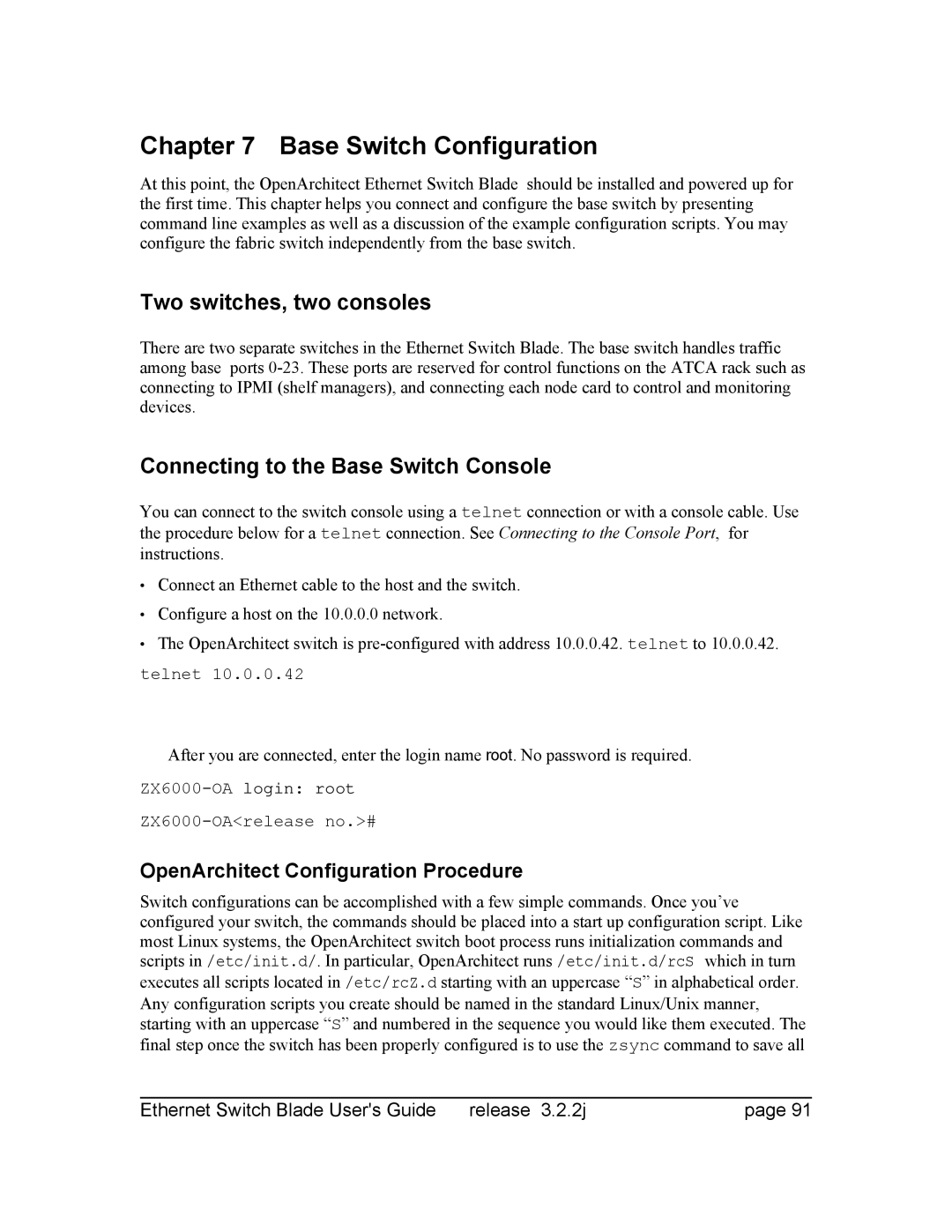 Znyx Networks bh5700 manual Base Switch Configuration, Connecting to the Base Switch Console 