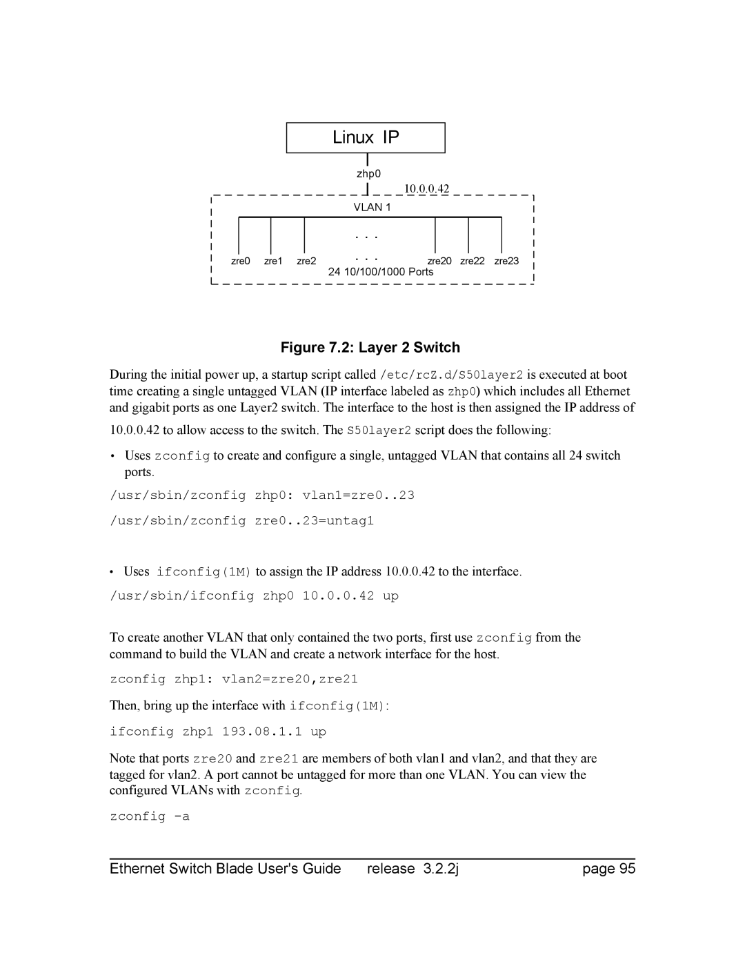 Znyx Networks bh5700 manual Linux, Then, bring up the interface with ifconfig1M 