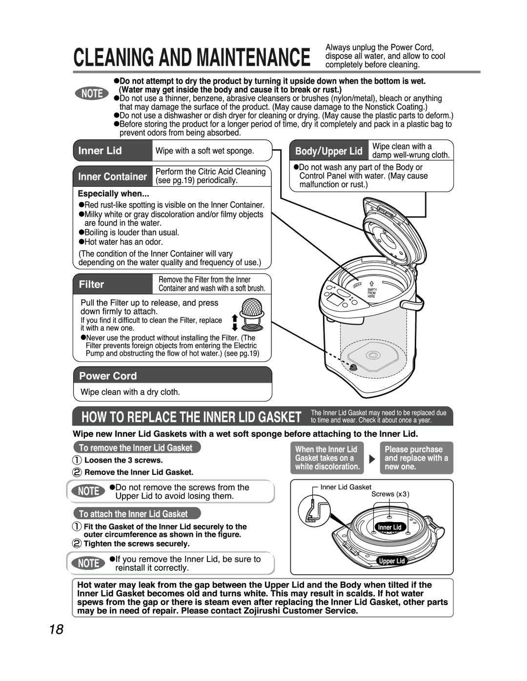 Zojirushi CV-DYC40 manual 