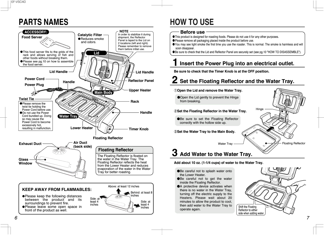 Zojirushi EF-VSC40 manual 