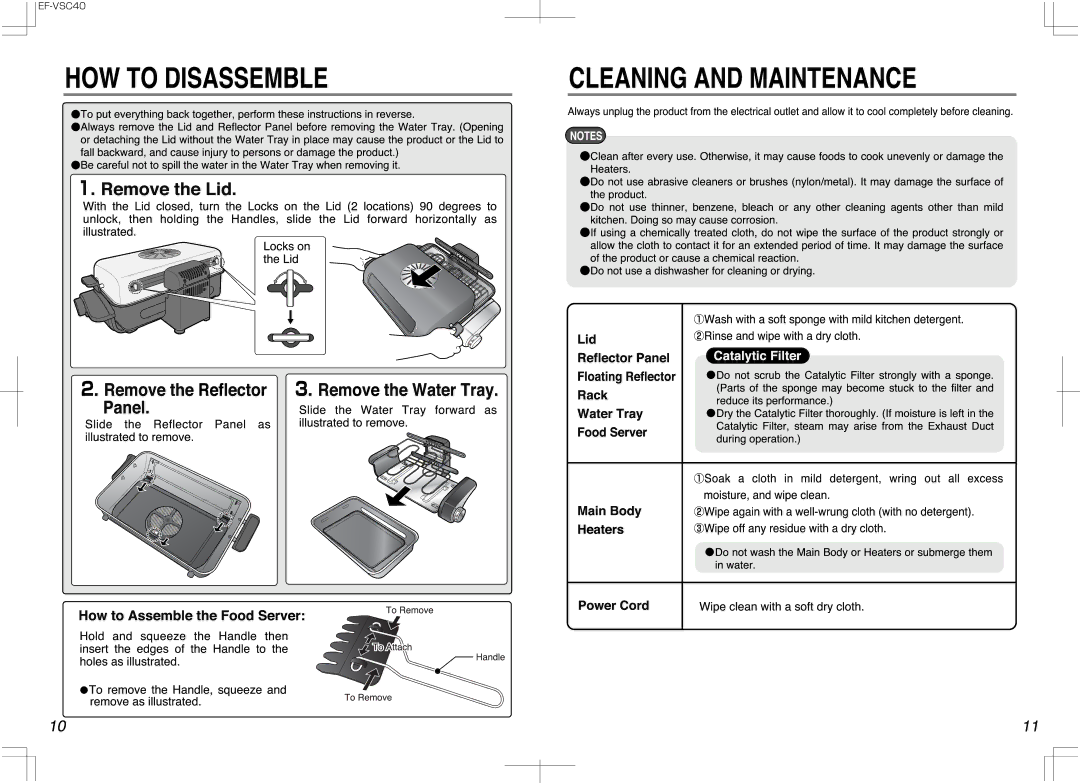 Zojirushi EF-VSC40 manual 