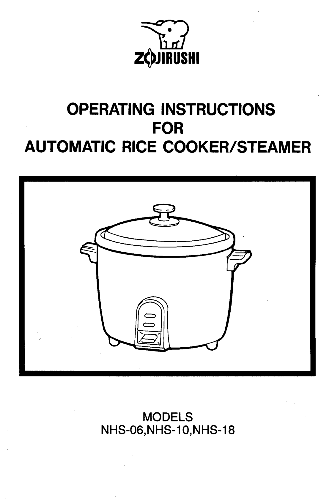 Zojirushi NHS-18, NHS-06, NHS-10 manual 