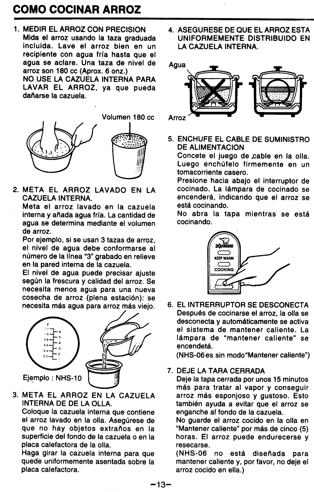 Zojirushi NHS-10, NHS-06, NHS-18 manual 