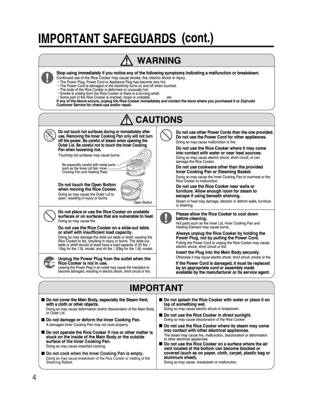 Zojirushi NL-AAC18, NL-AAC10 manual 