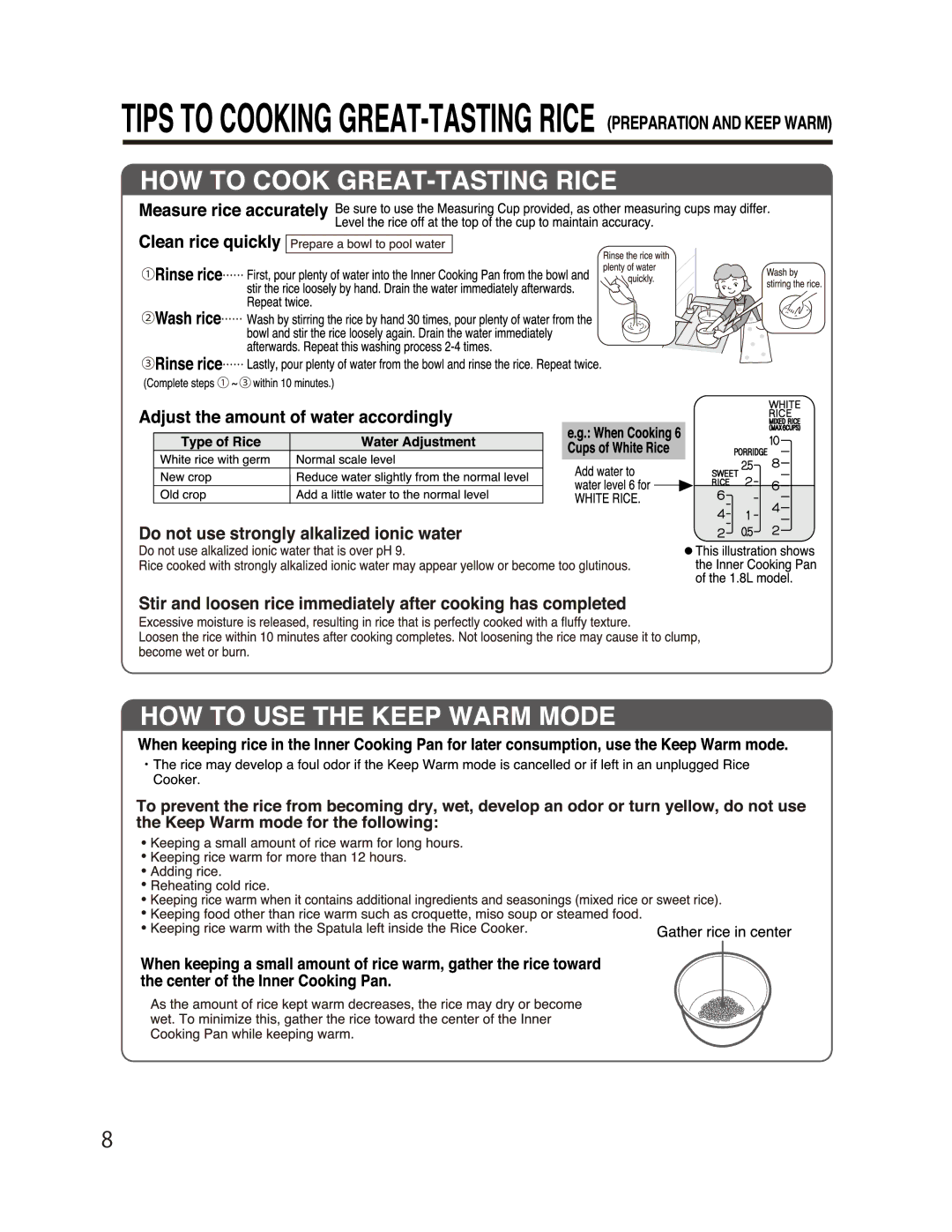 Zojirushi NL-AAC18, NL-AAC10 manual 