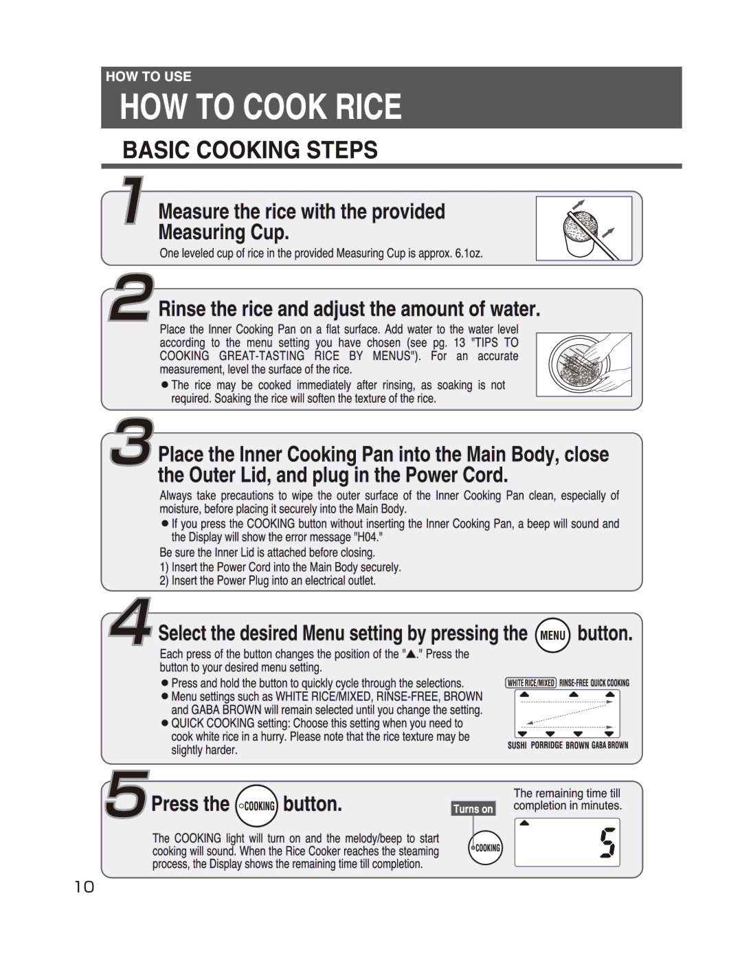 Zojirushi NP-GBC05 manual 