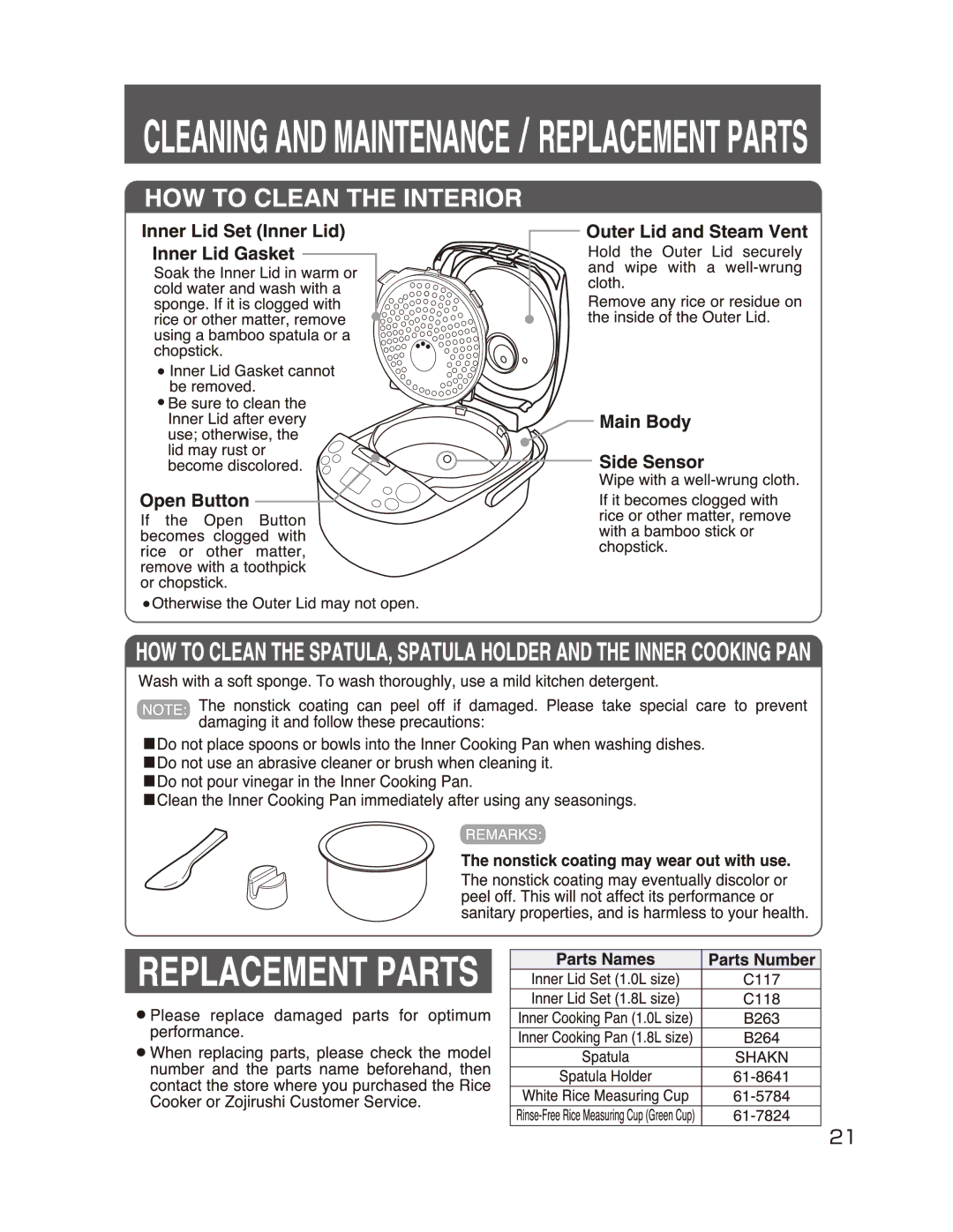 Zojirushi np-kac18, np-kac10 manual 