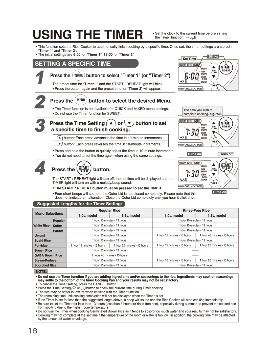 Zojirushi NP-NVC18, NP-NVC10 manual 