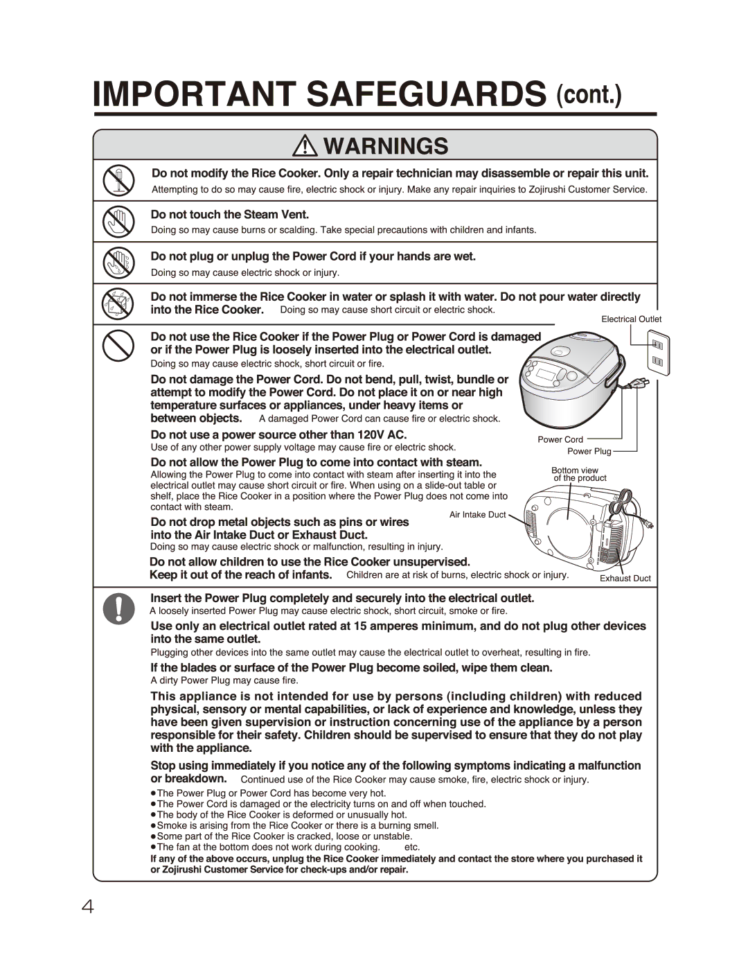 Zojirushi NP-NVC18, NP-NVC10 manual 