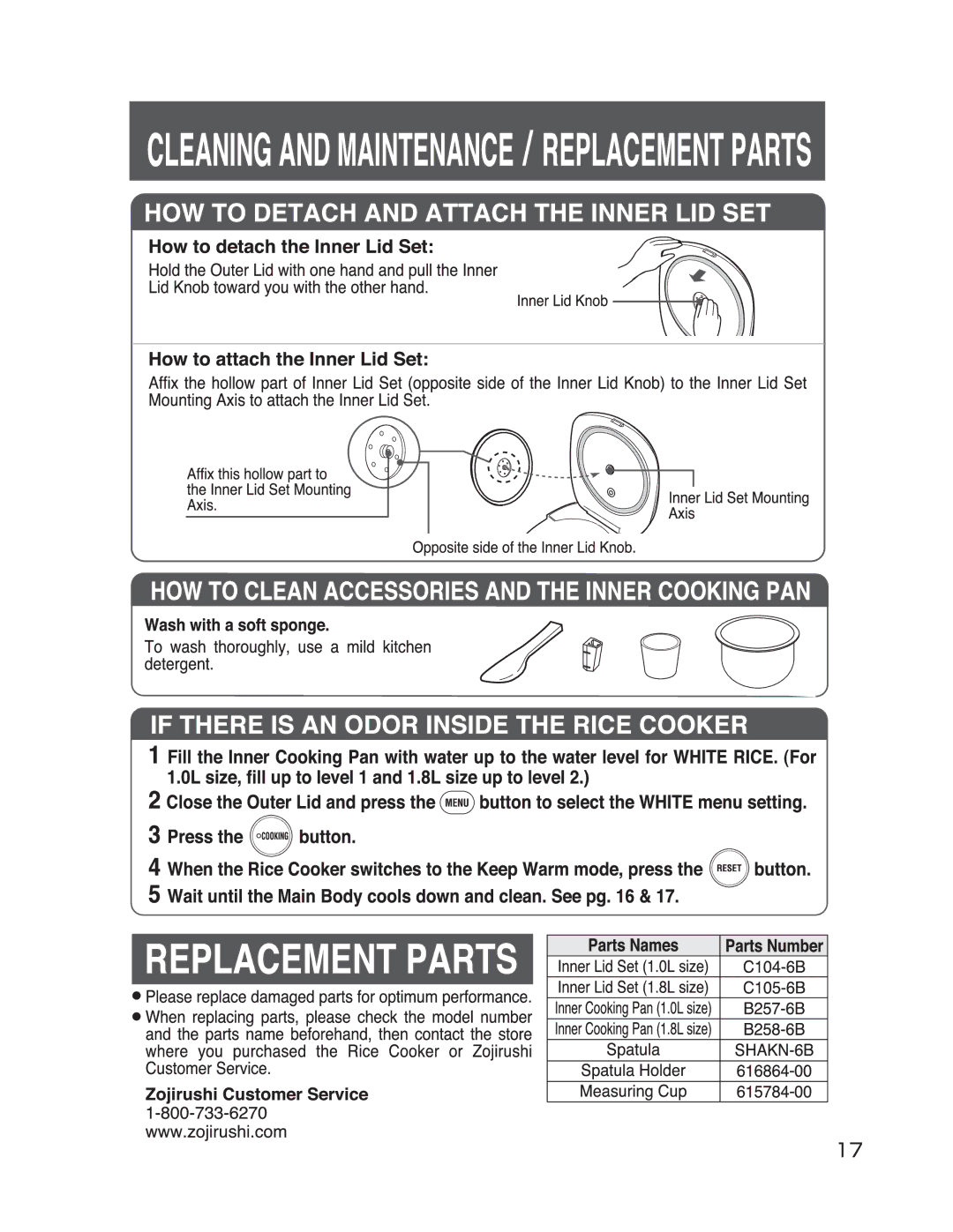 Zojirushi NS-WXC10, NS-WXC18 manual 