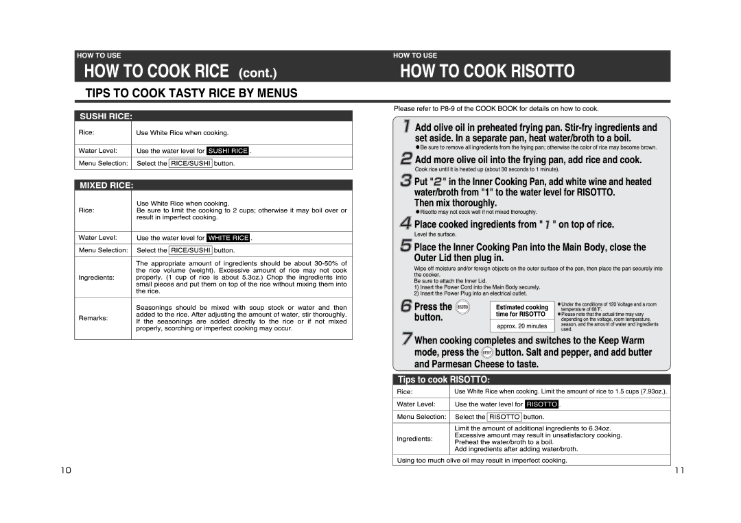 Zojirushi NS-XBC05, NS-XAC05 manual 