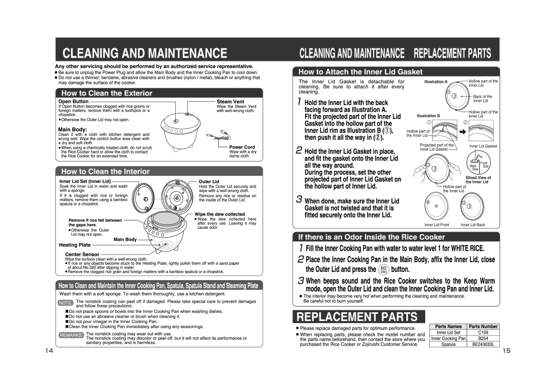 Zojirushi NS-XBC05, NS-XAC05 manual 