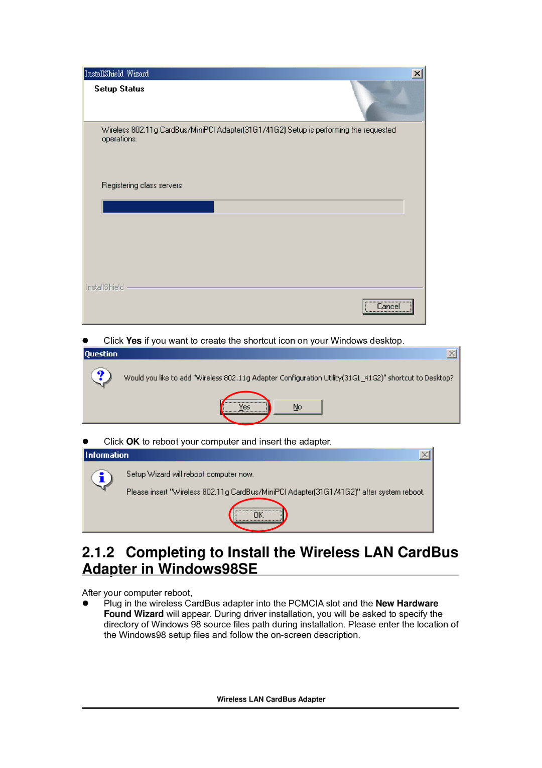 Zonet Technology 802.11 g 54Mbps Wireless LAN CardBus Adapter user manual 