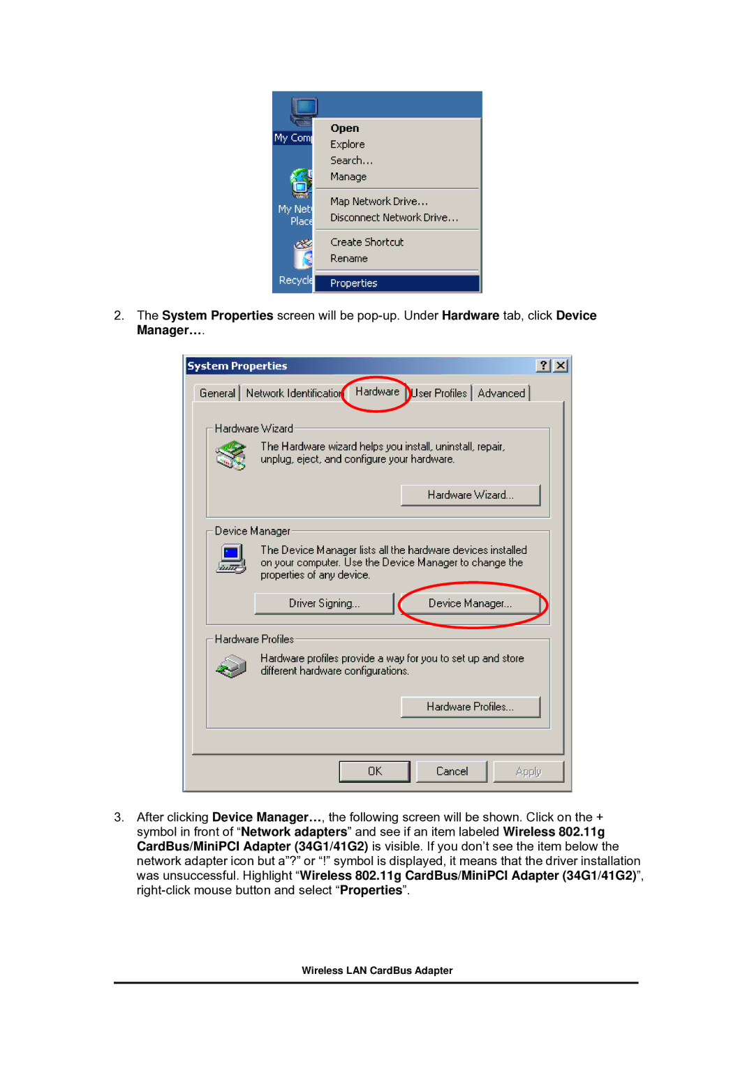 Zonet Technology 802.11 g 54Mbps Wireless LAN CardBus Adapter user manual 