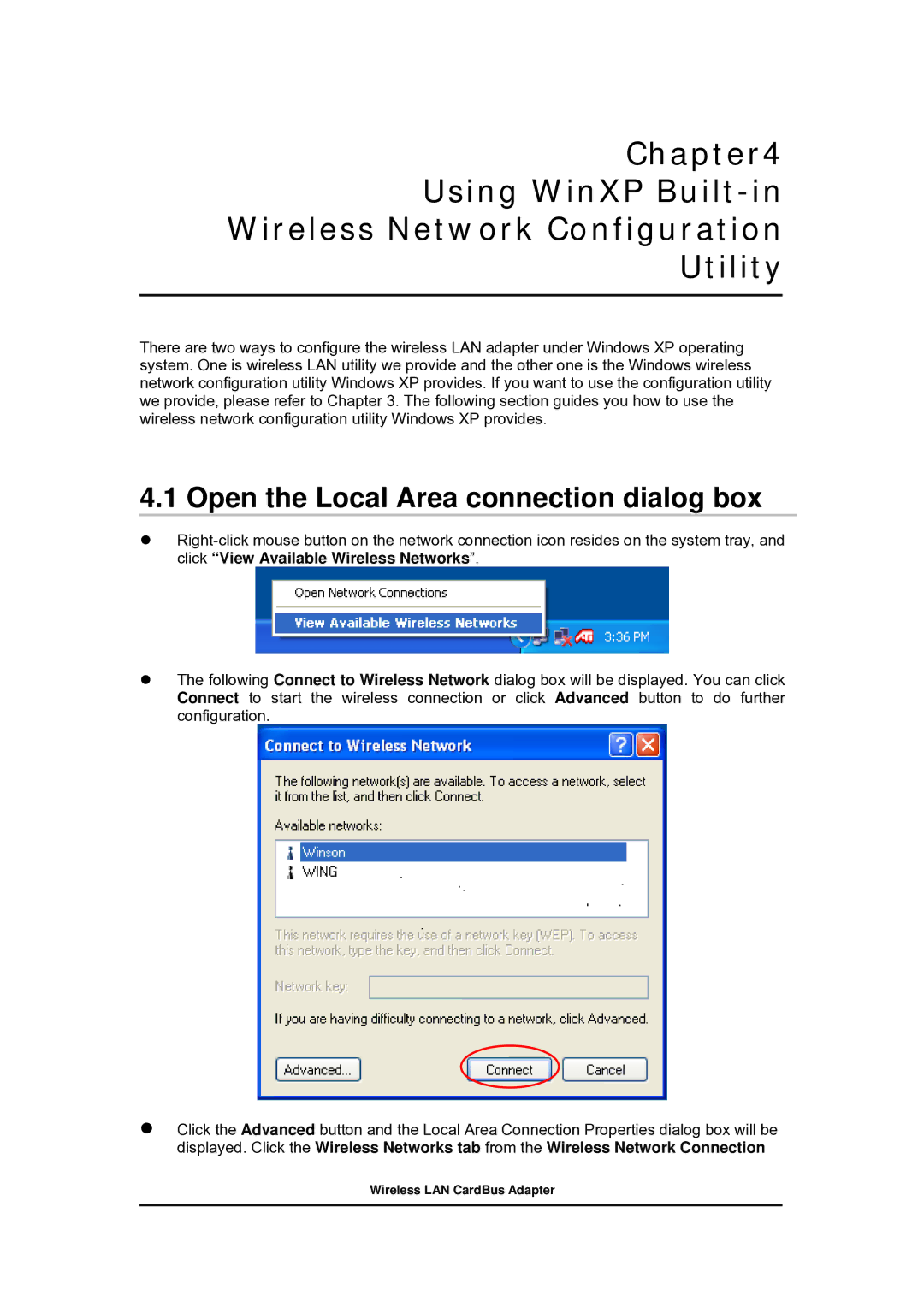 Zonet Technology 802.11 g 54Mbps Wireless LAN CardBus Adapter Using WinXP Built-in Wireless Network Configuration Utility 