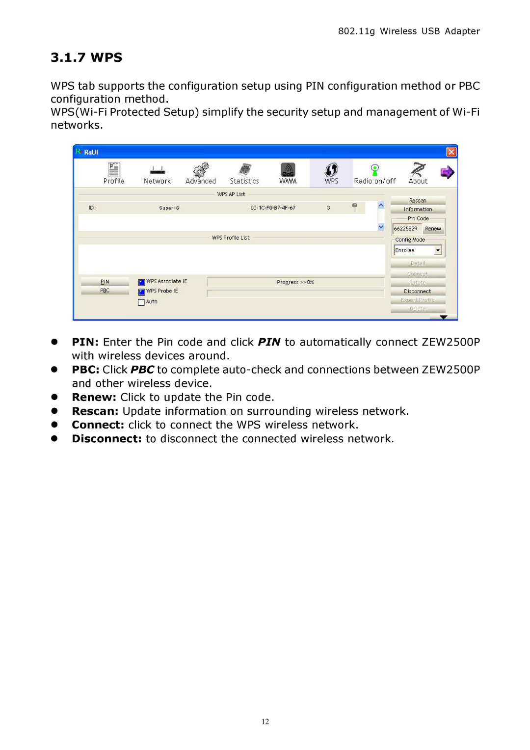 Zonet Technology ZEW 2500P manual 7 WPS 