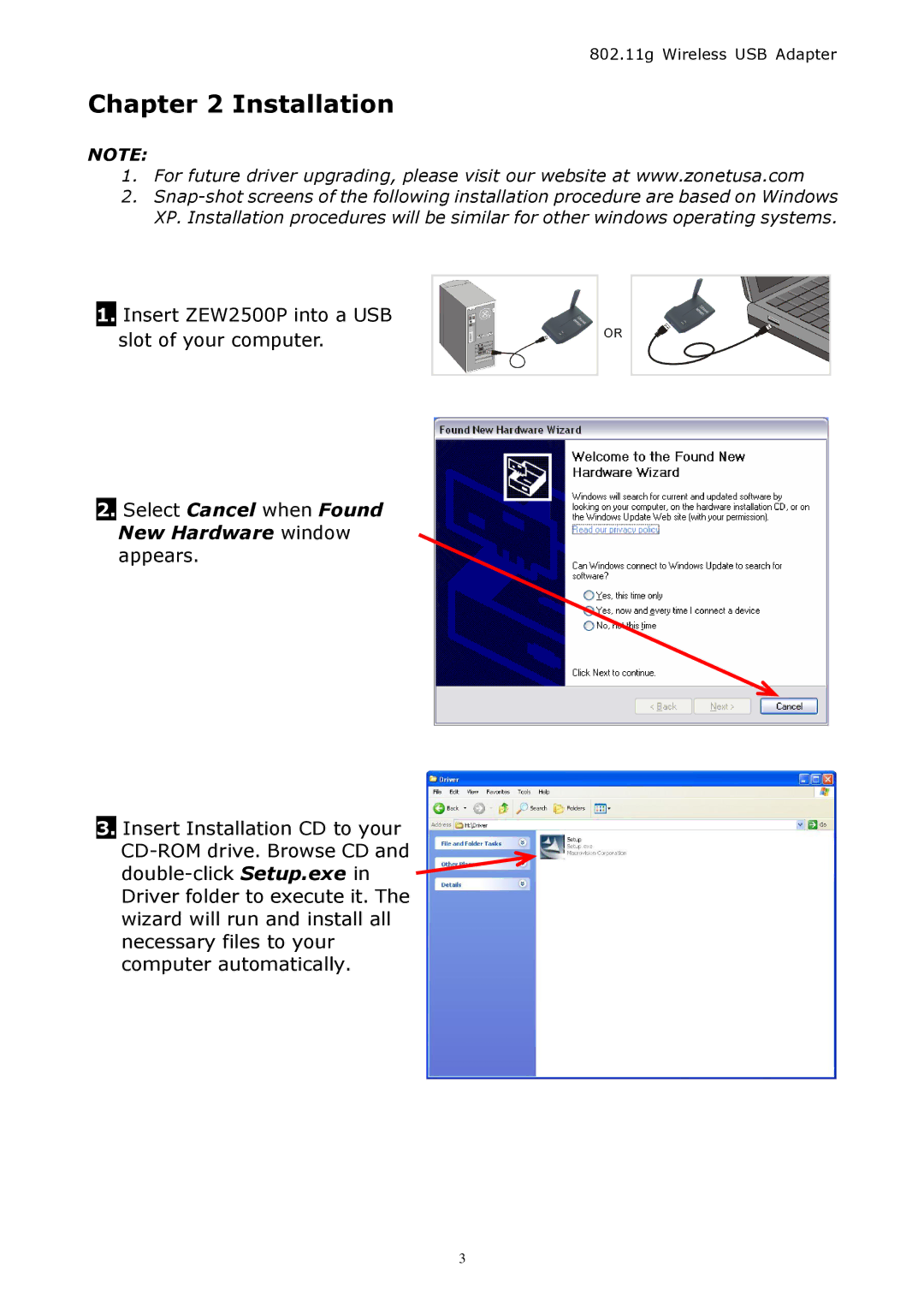 Zonet Technology ZEW 2500P manual Installation 