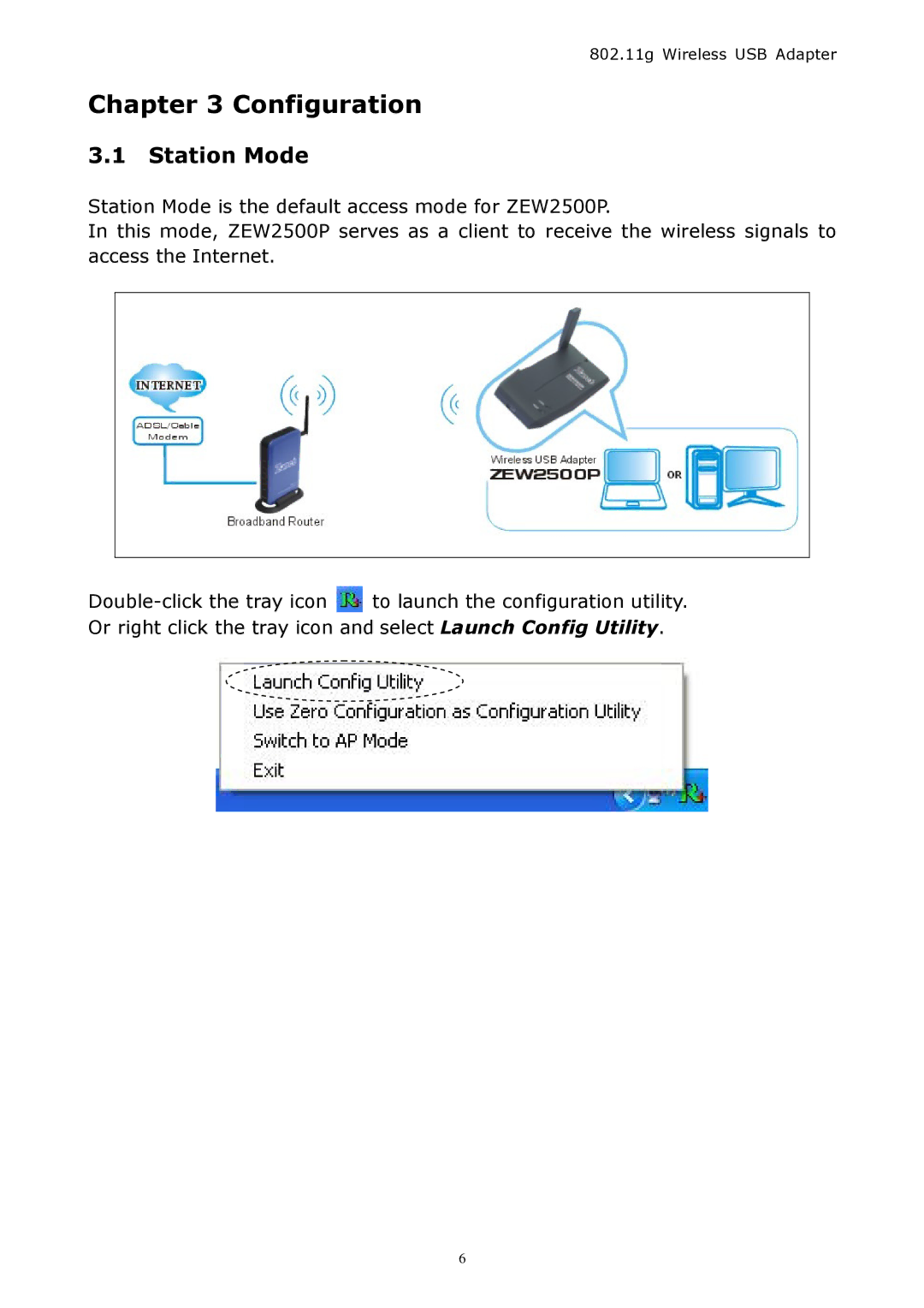 Zonet Technology ZEW 2500P manual Configuration, Station Mode 