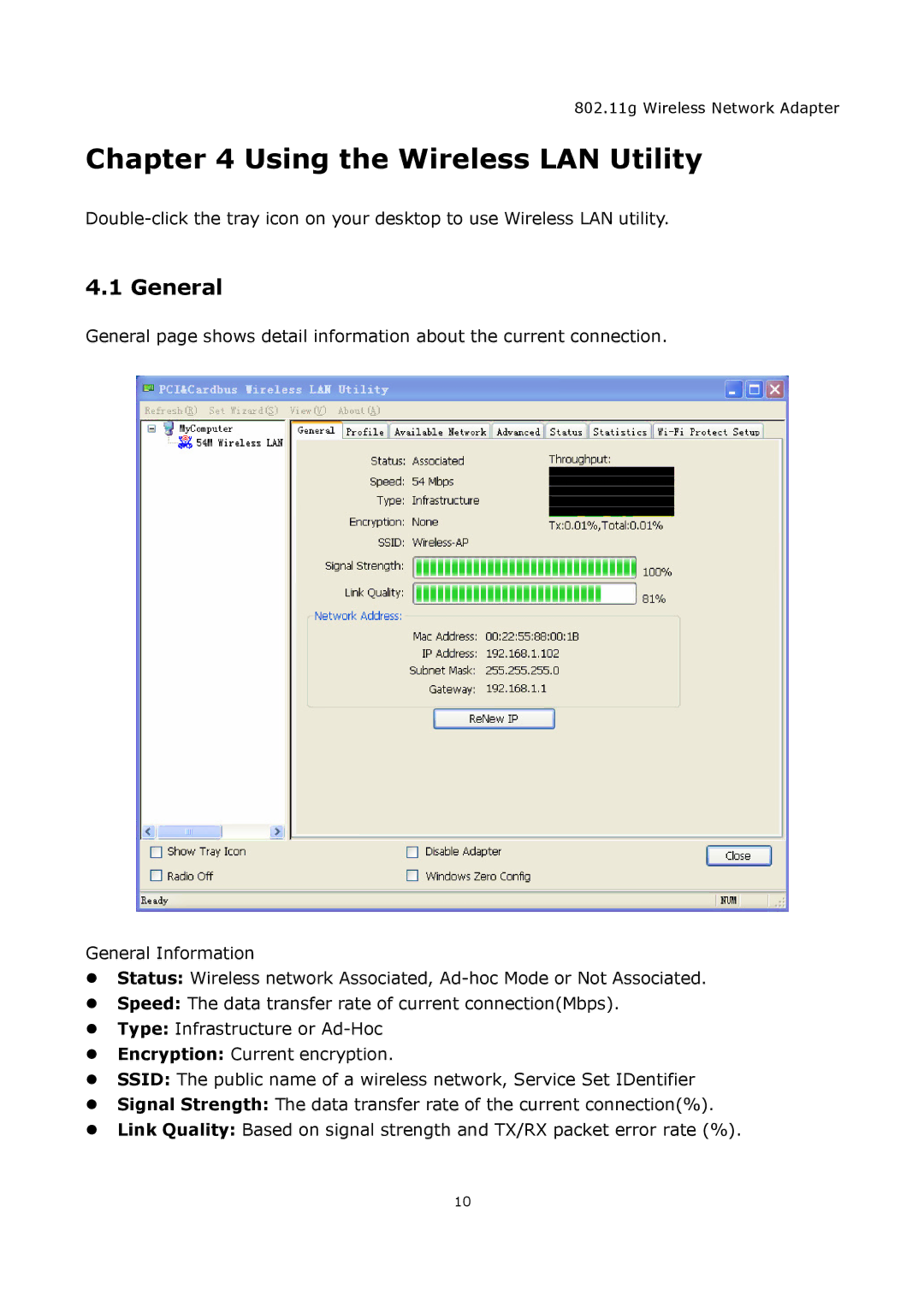 Zonet Technology ZEW1505, ZEW1605A manual Using the Wireless LAN Utility, General 