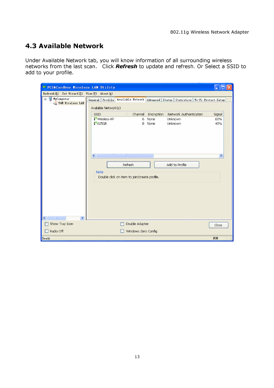 Zonet Technology ZEW1505, ZEW1605A manual Available Network 