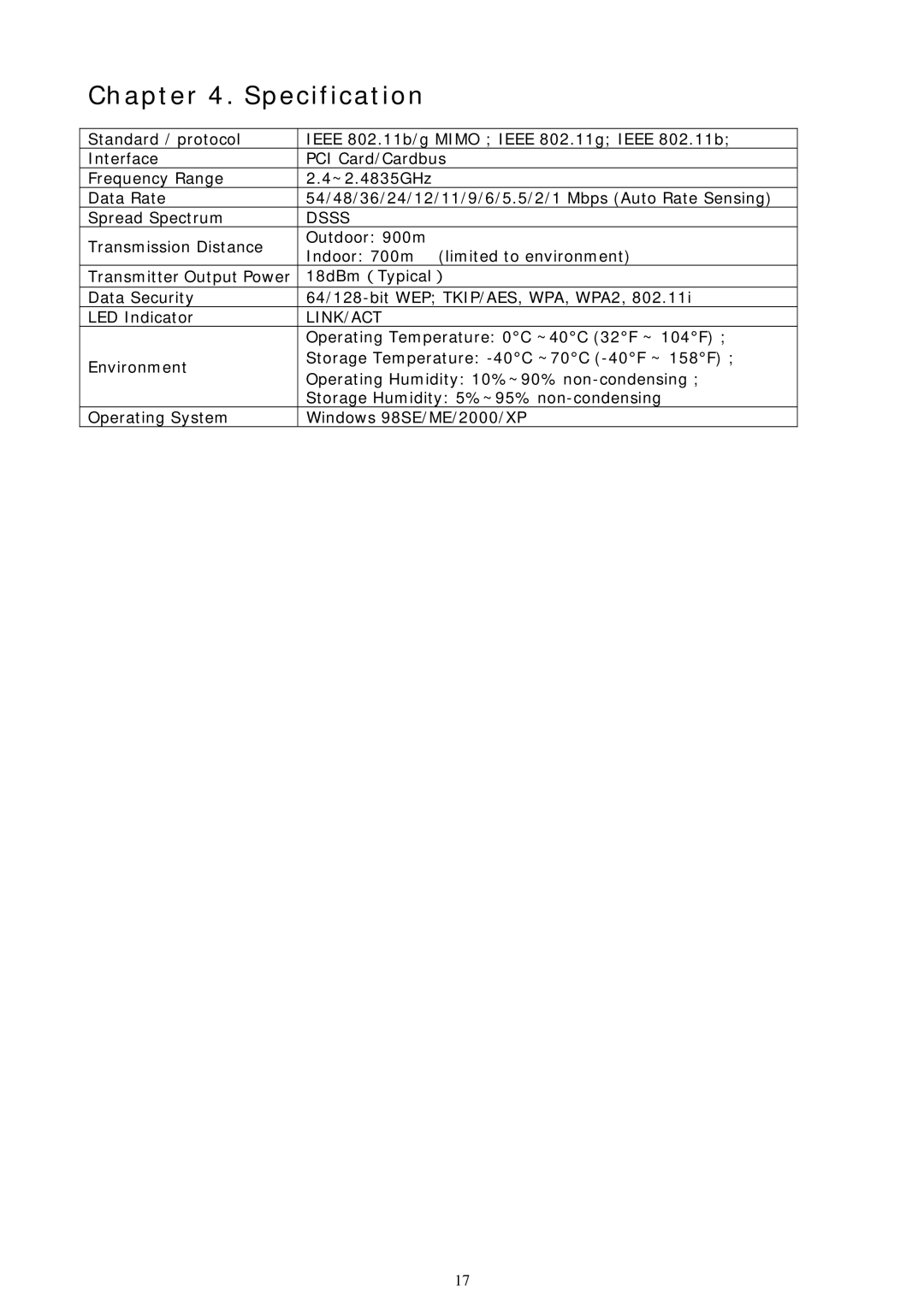 Zonet Technology ZEW1630, ZEW1530 manual Specification, Dsss 