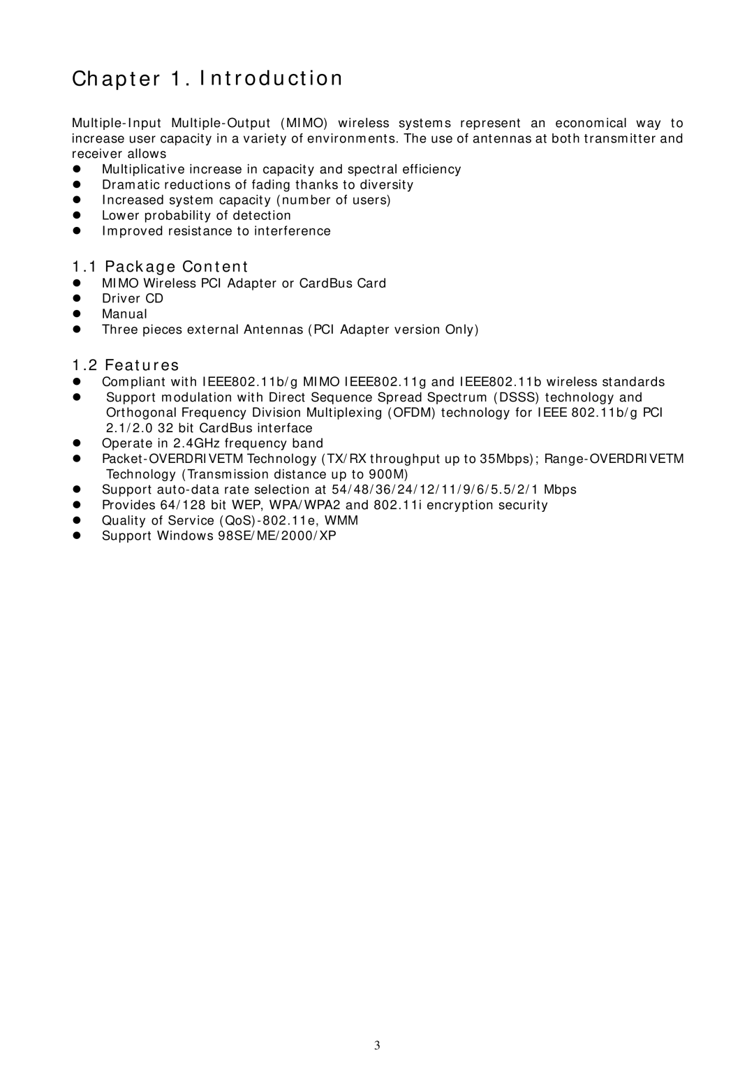 Zonet Technology ZEW1630, ZEW1530 manual Introduction, Package Content, Features 