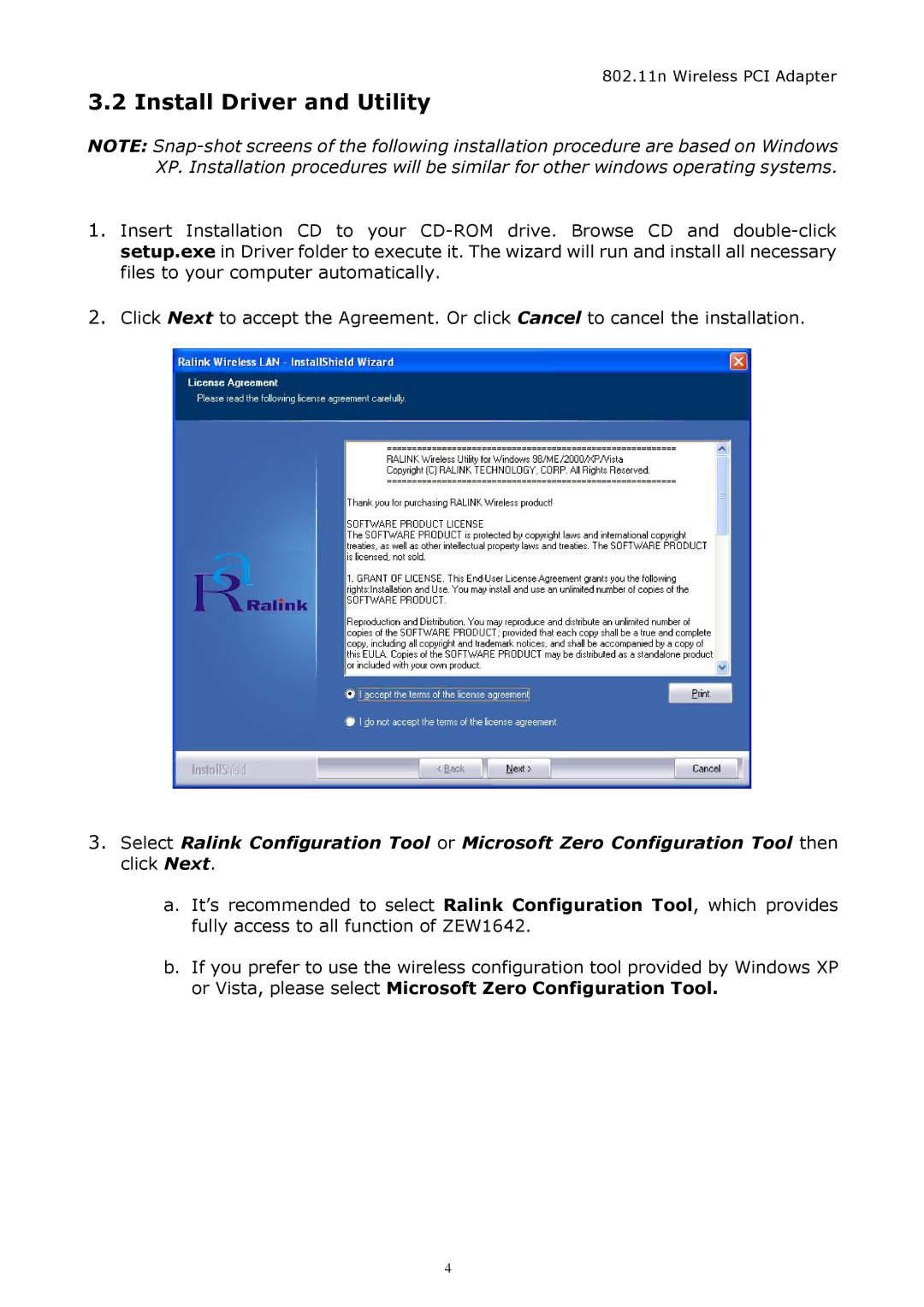 Zonet Technology ZEW1642 manual Install Driver and Utility 