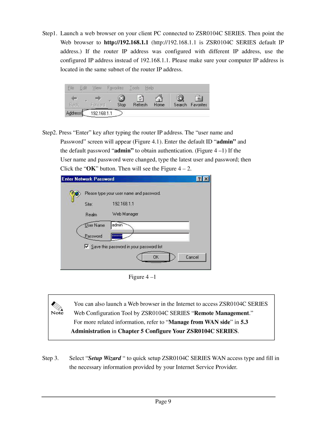 Zonet Technology user manual Administration in Configure Your ZSR0104C Series 