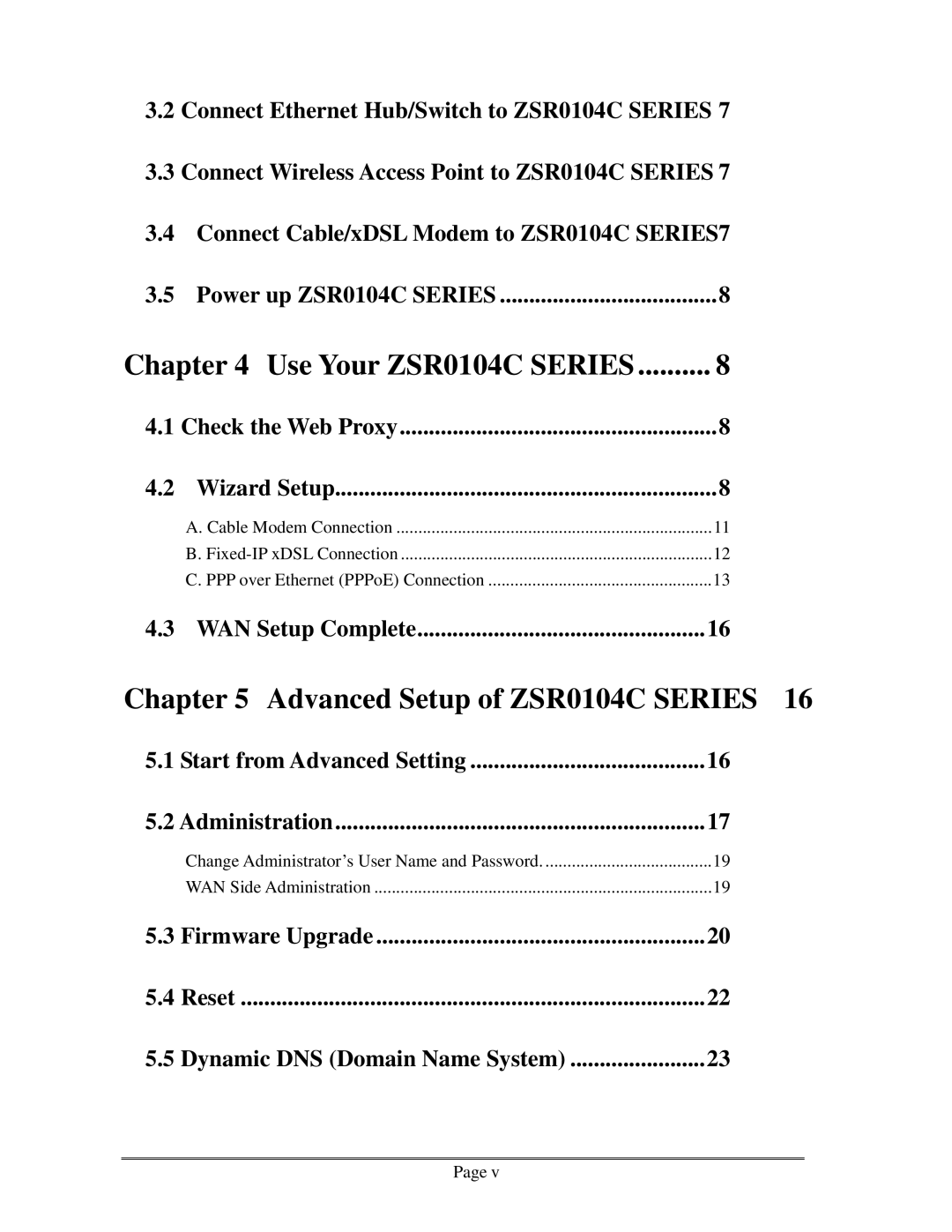 Zonet Technology user manual Advanced Setup of ZSR0104C Series 