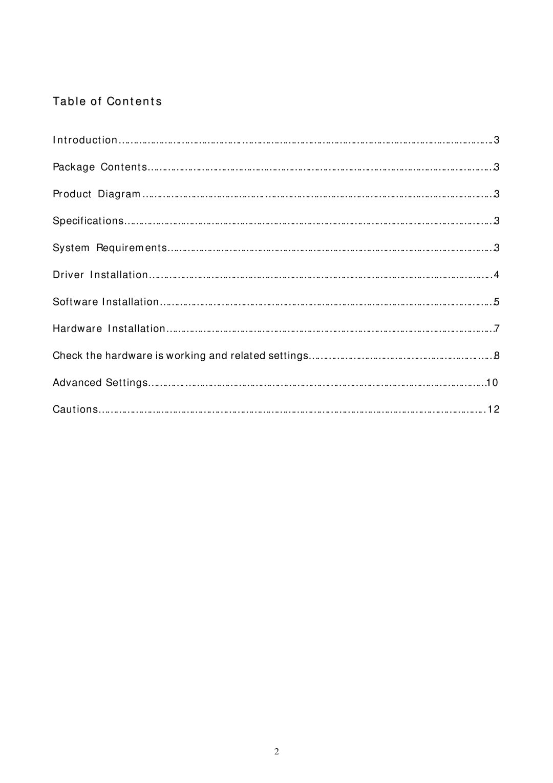 Zonet Technology ZVC7100 manual Table of Contents 