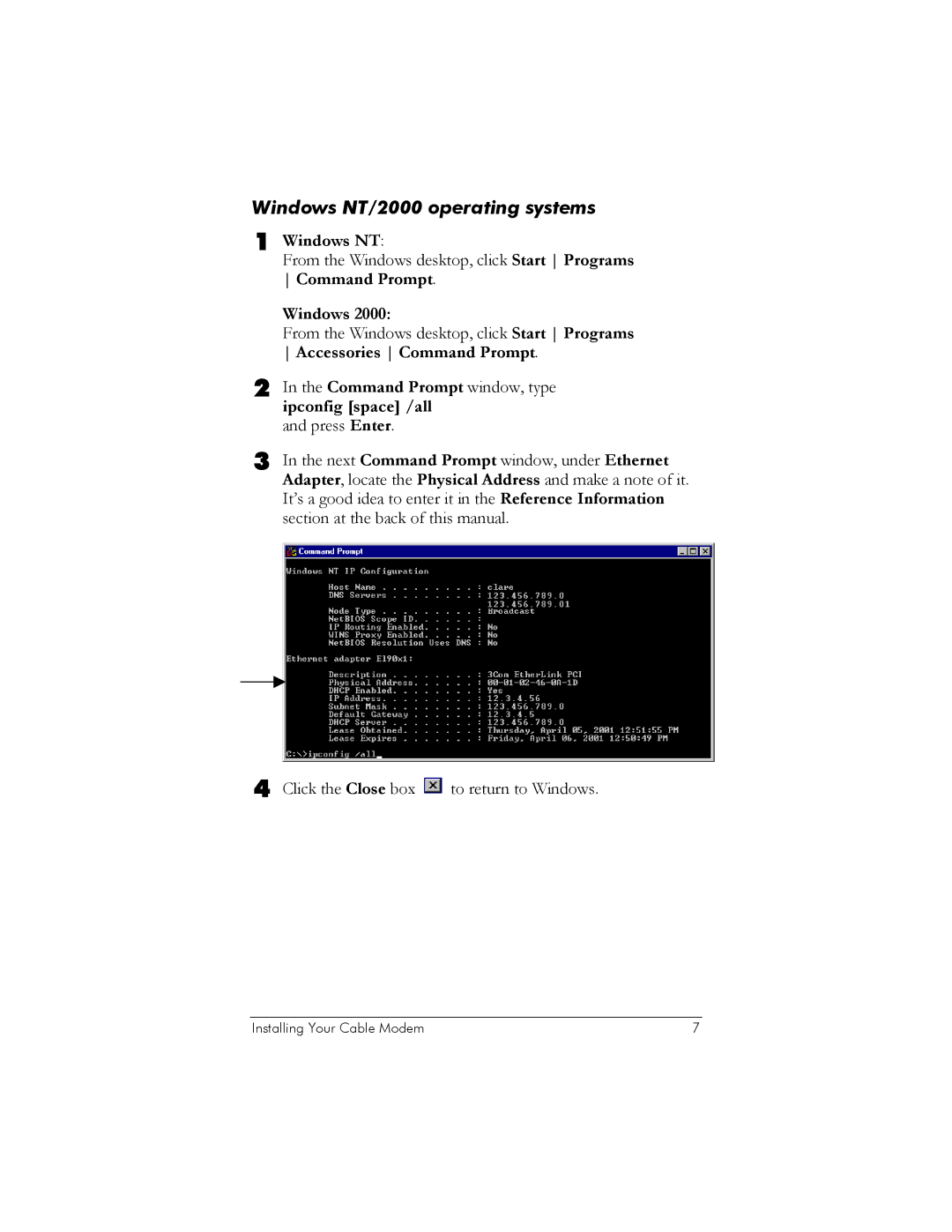 Zoom 10BaseT user manual Windows NT/2000 operating systems 