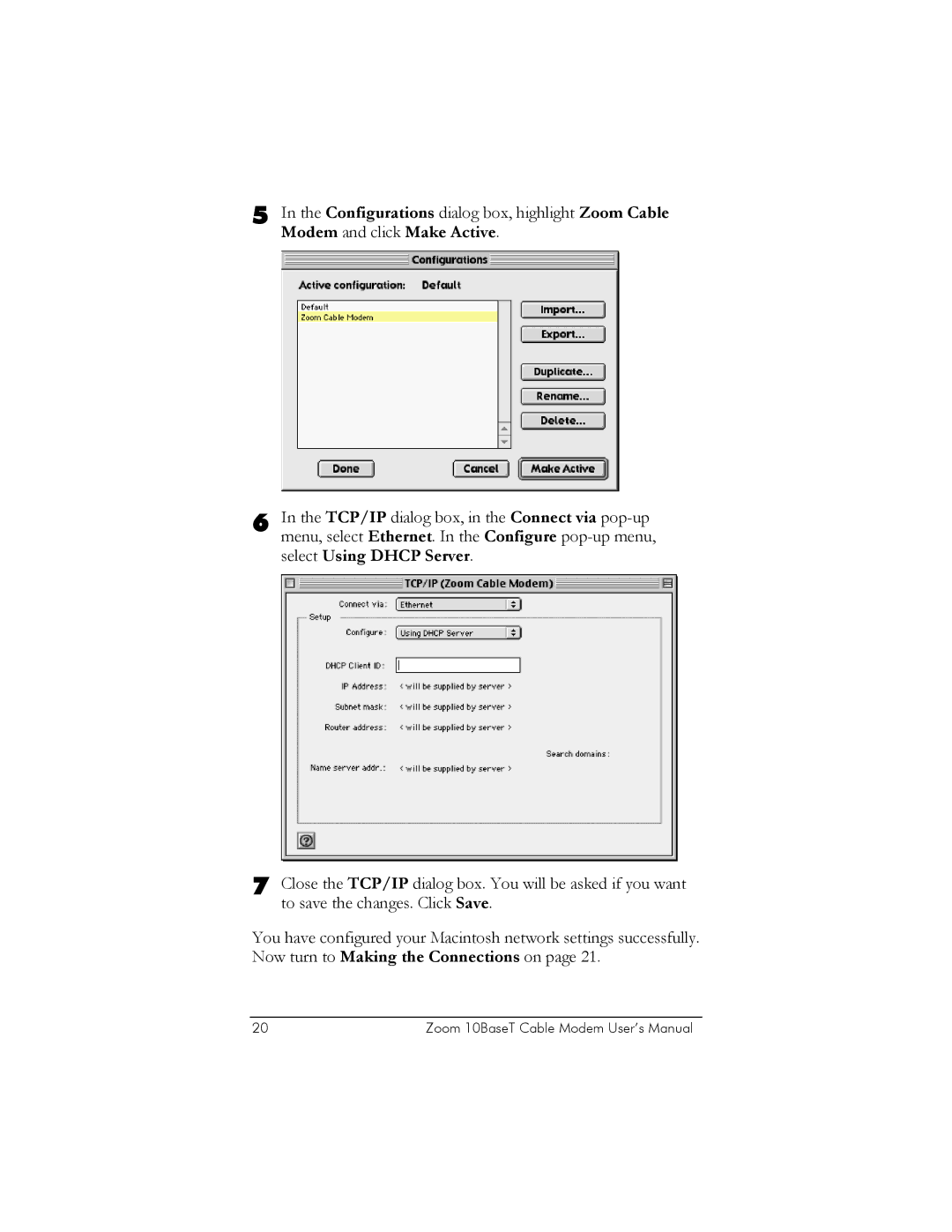 Zoom user manual Zoom 10BaseT Cable Modem User’s Manual 