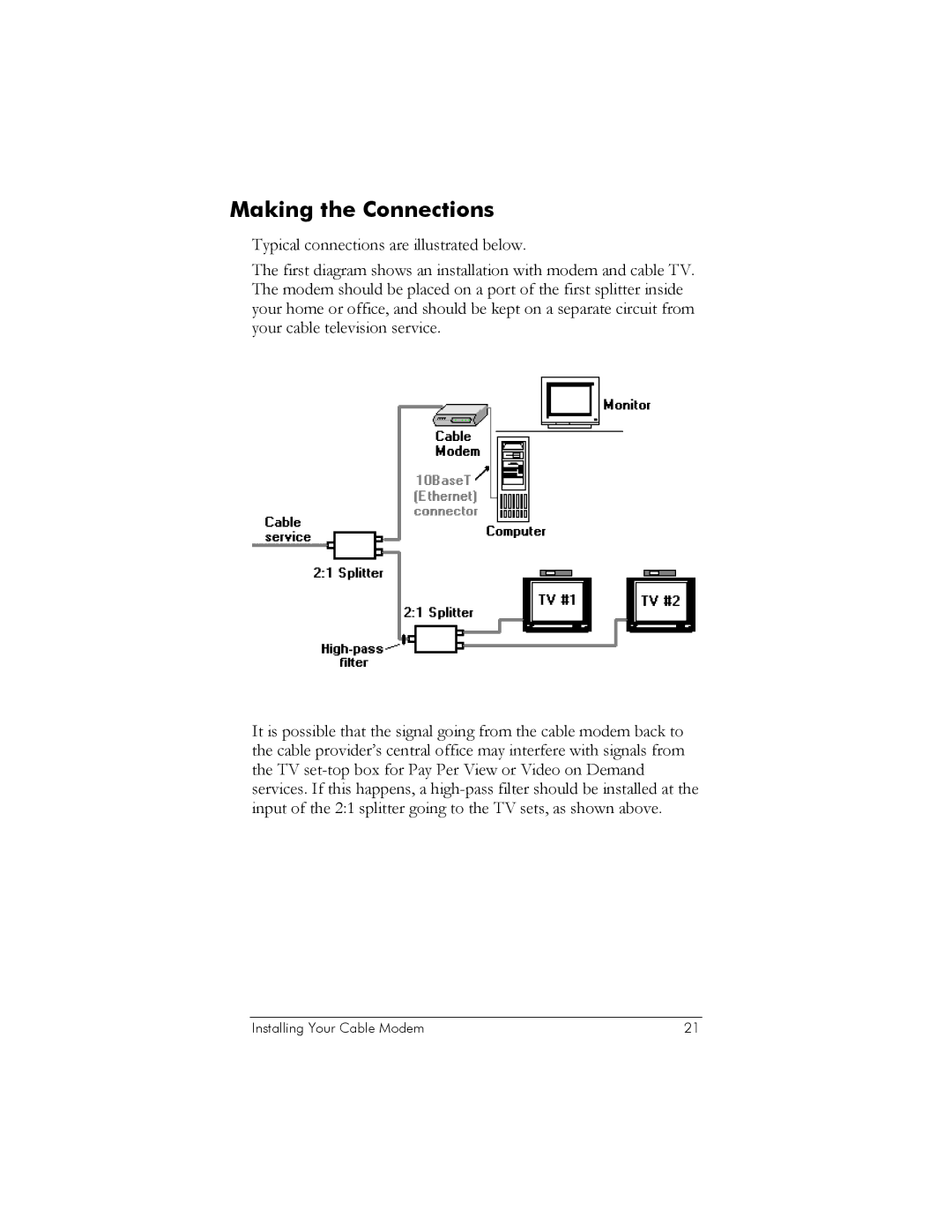 Zoom 10BaseT user manual Making the Connections 