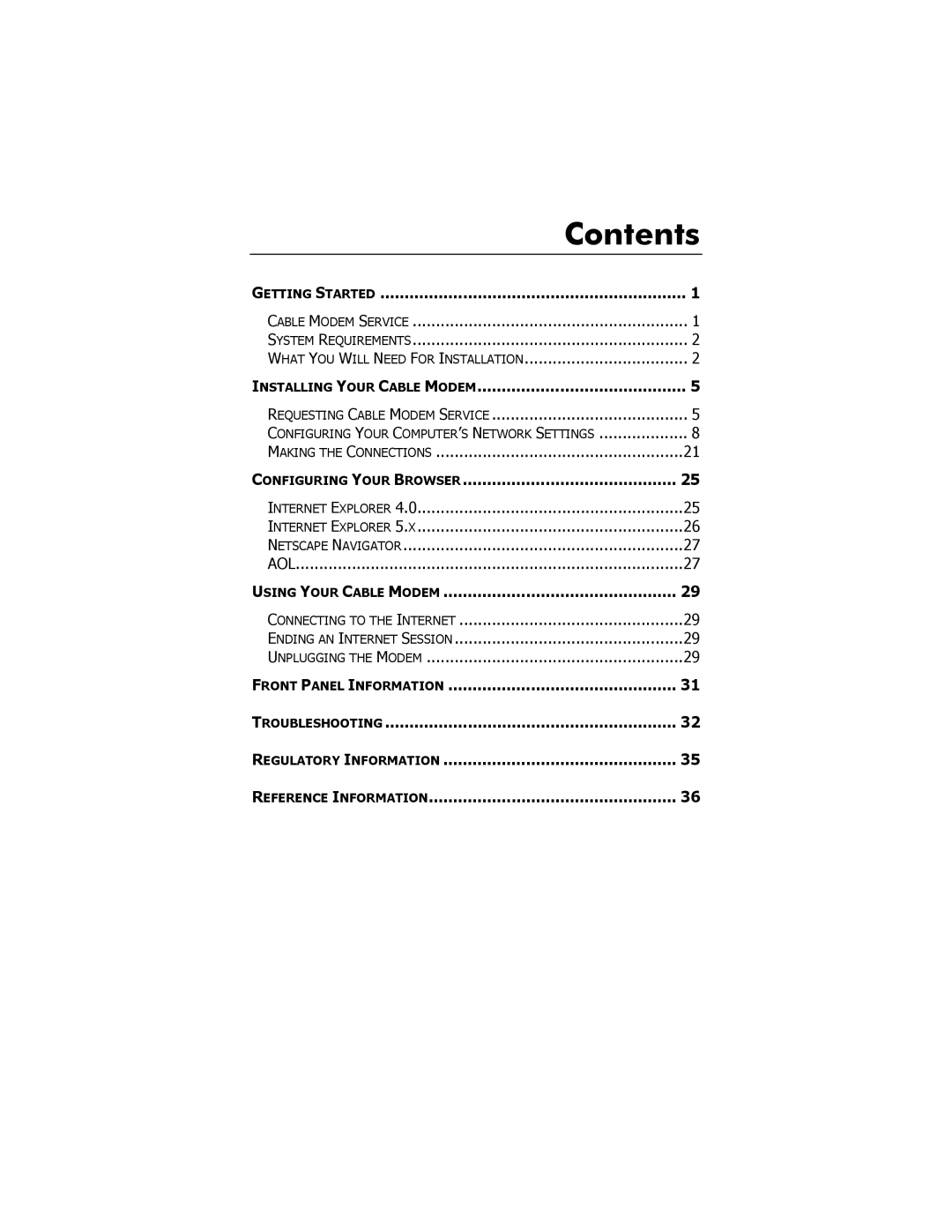 Zoom 10BaseT user manual Contents 