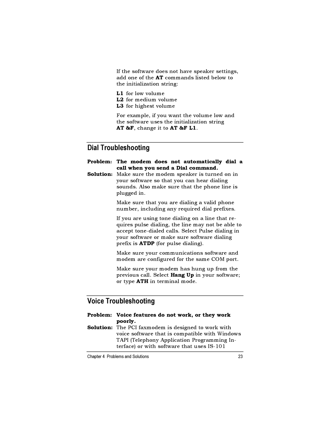 Zoom 1120, 2925 quick start Dial Troubleshooting, Voice Troubleshooting, For low volume, For highest volume 