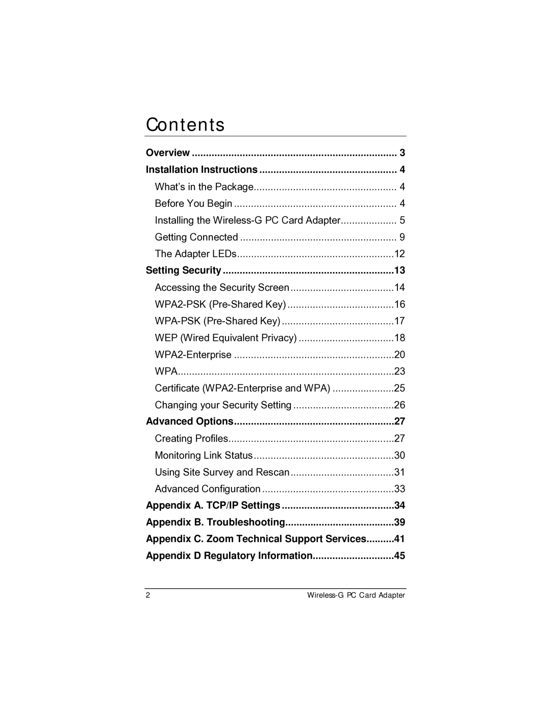 Zoom 4412A/TF manual Contents 