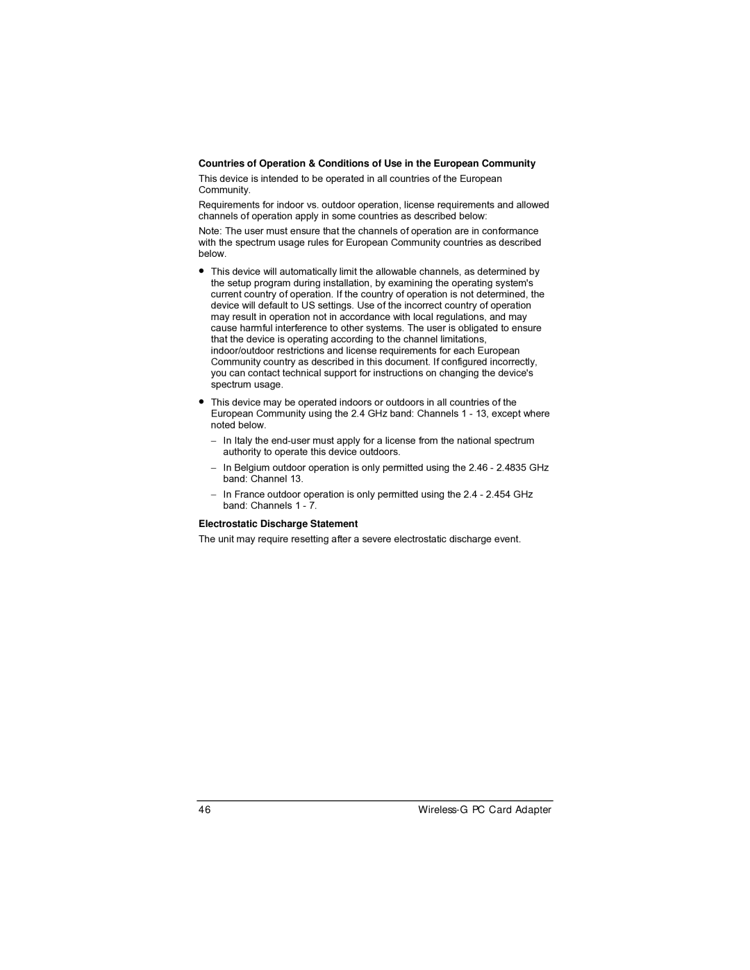 Zoom 4412A/TF manual Electrostatic Discharge Statement 