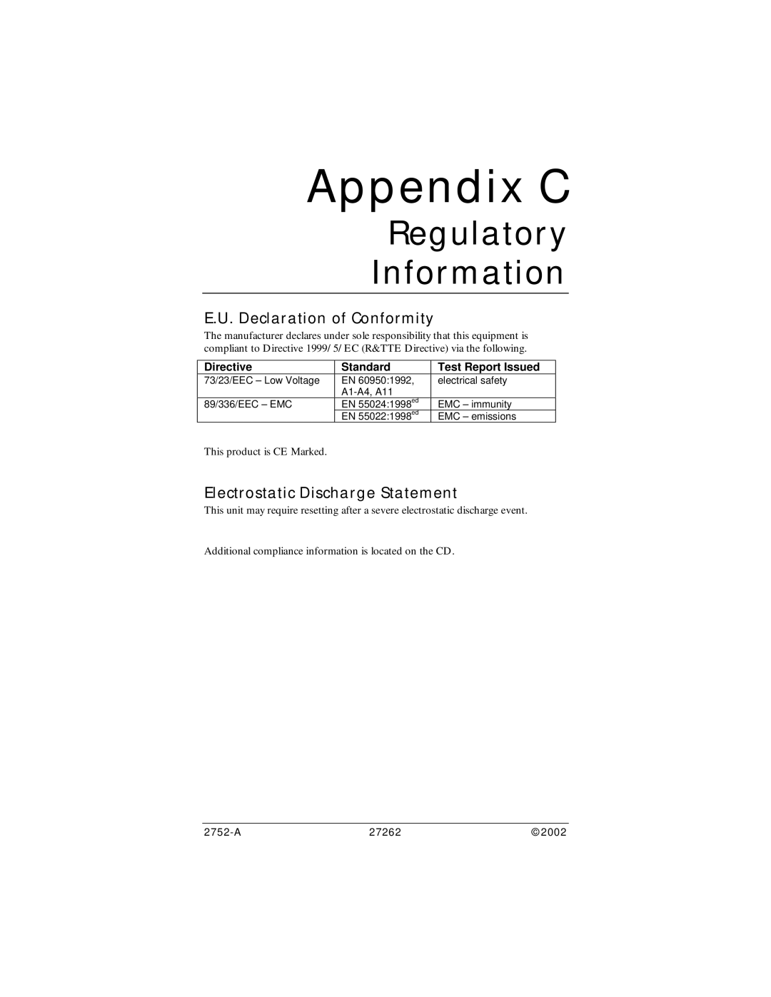 Zoom ADSL Modem manual Appendix C, Regulatory Information 