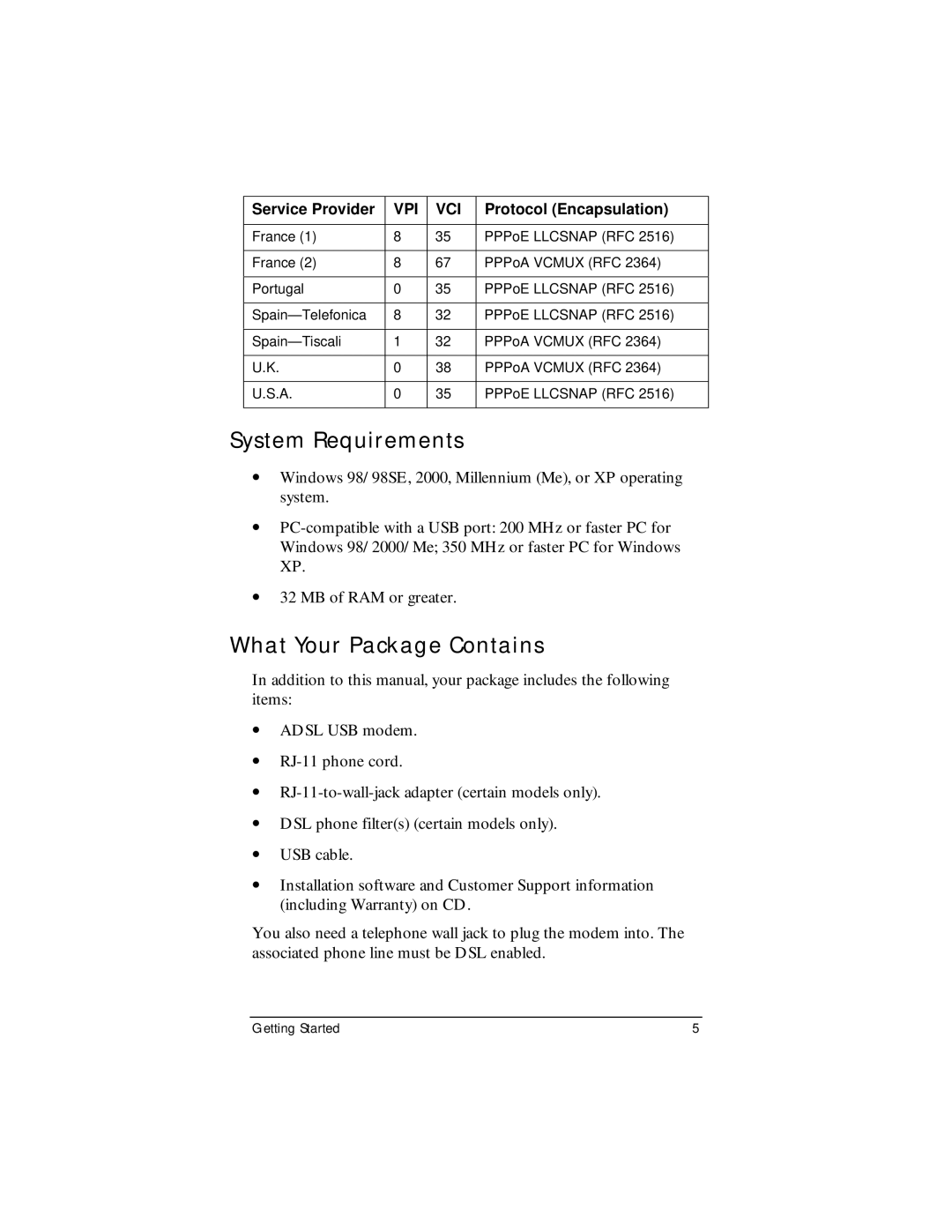 Zoom ADSL Modem manual System Requirements, What Your Package Contains 