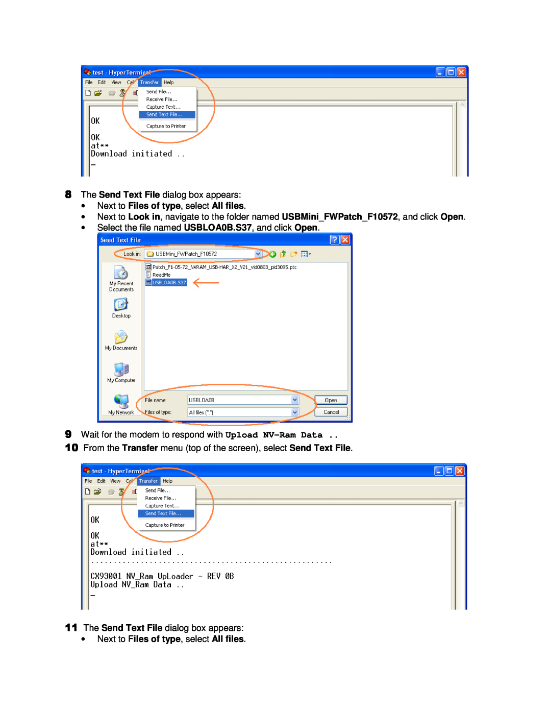 Zoom H08-15356, 3095 quick start Next to Files of type, select All files, The Send Text File dialog box appears 