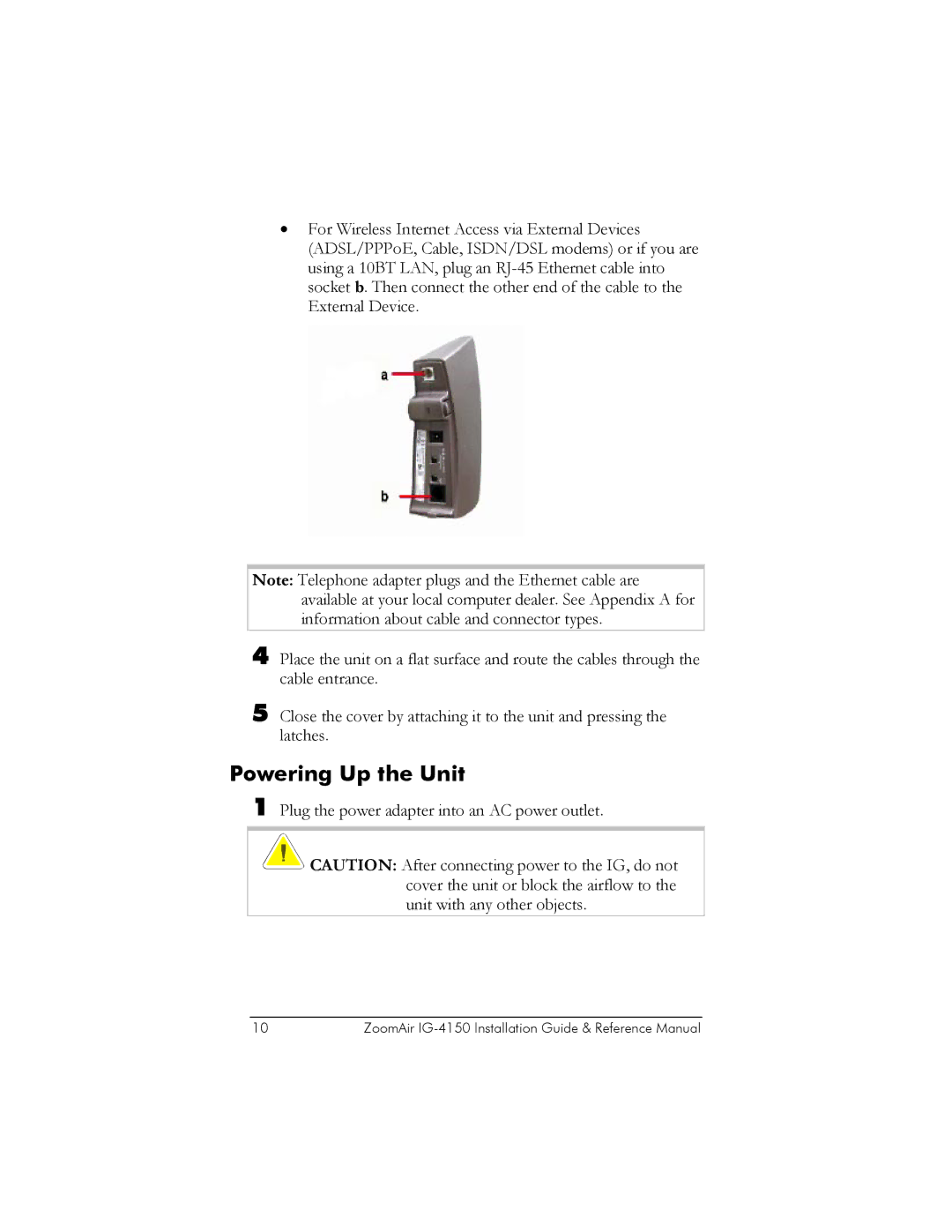 Zoom IG-4150 manual Powering Up the Unit 