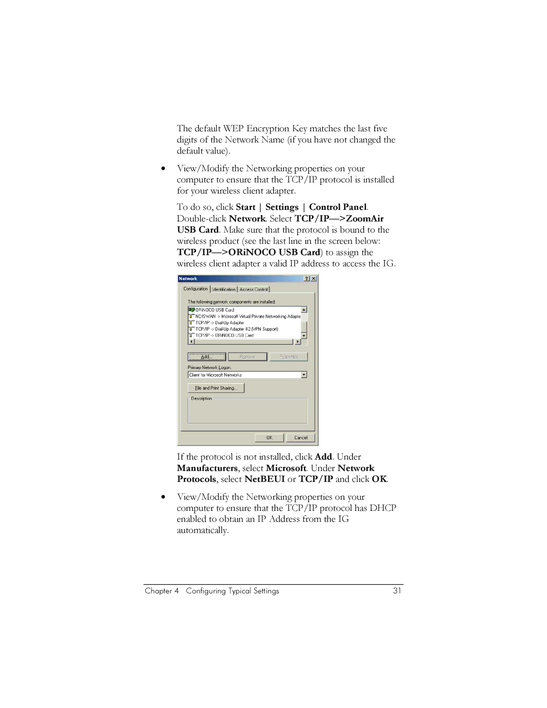 Zoom IG-4150 manual Configuring Typical Settings 