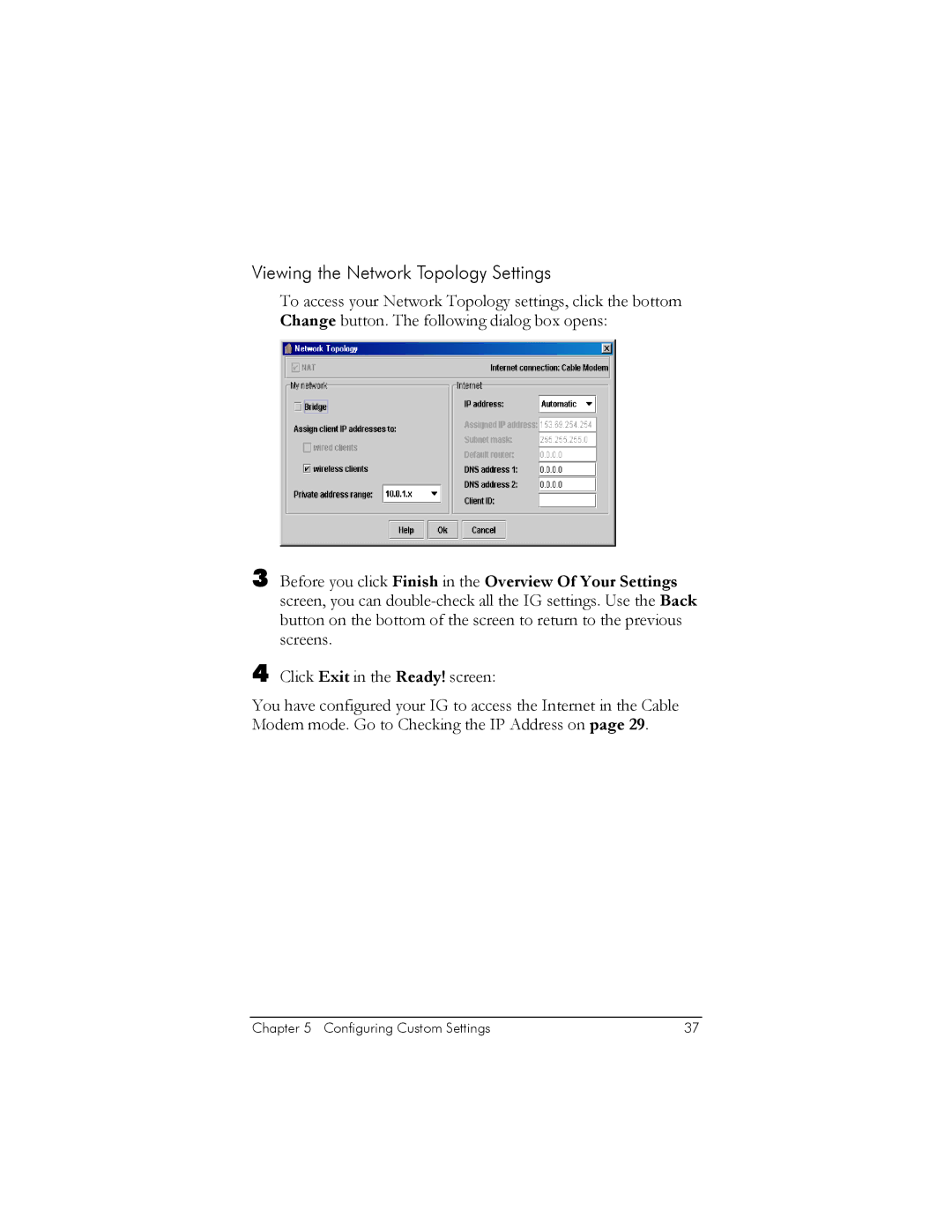 Zoom IG-4150 manual Viewing the Network Topology Settings 