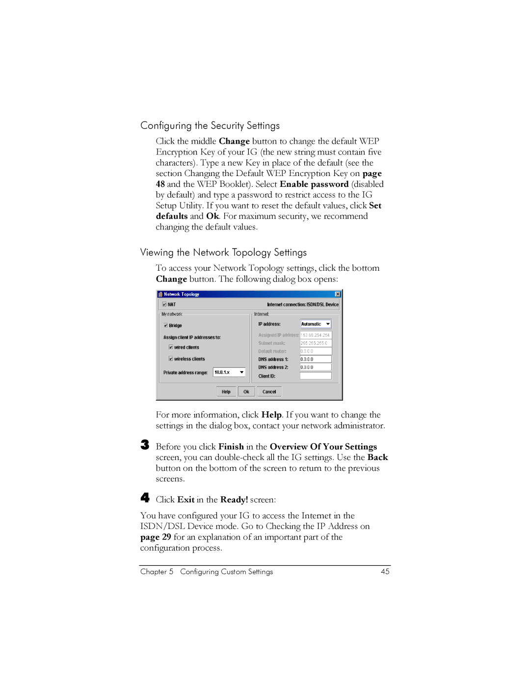 Zoom IG-4150 manual Configuring the Security Settings 