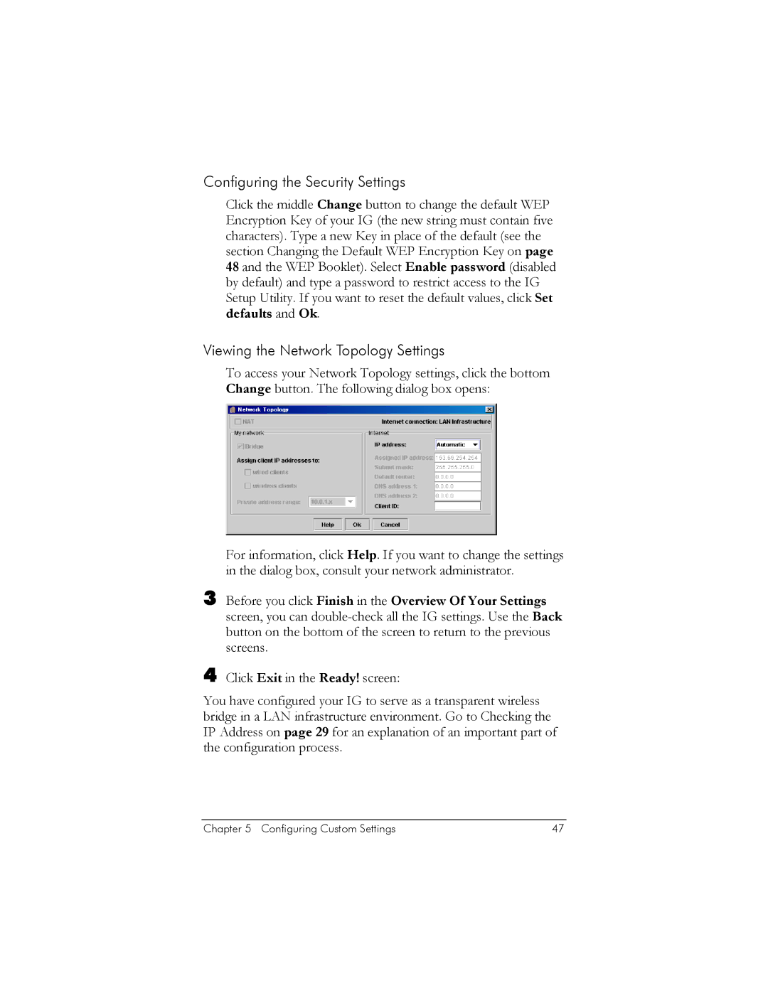 Zoom IG-4150 manual Configuring the Security Settings 