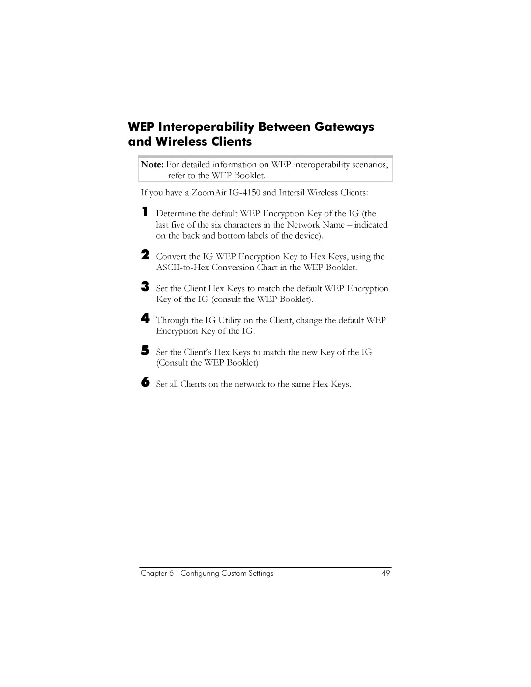 Zoom IG-4150 manual WEP Interoperability Between Gateways and Wireless Clients 