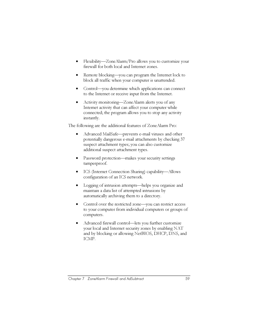 Zoom IG-4150 manual ZoneAlarm Firewall and AdSubtract 