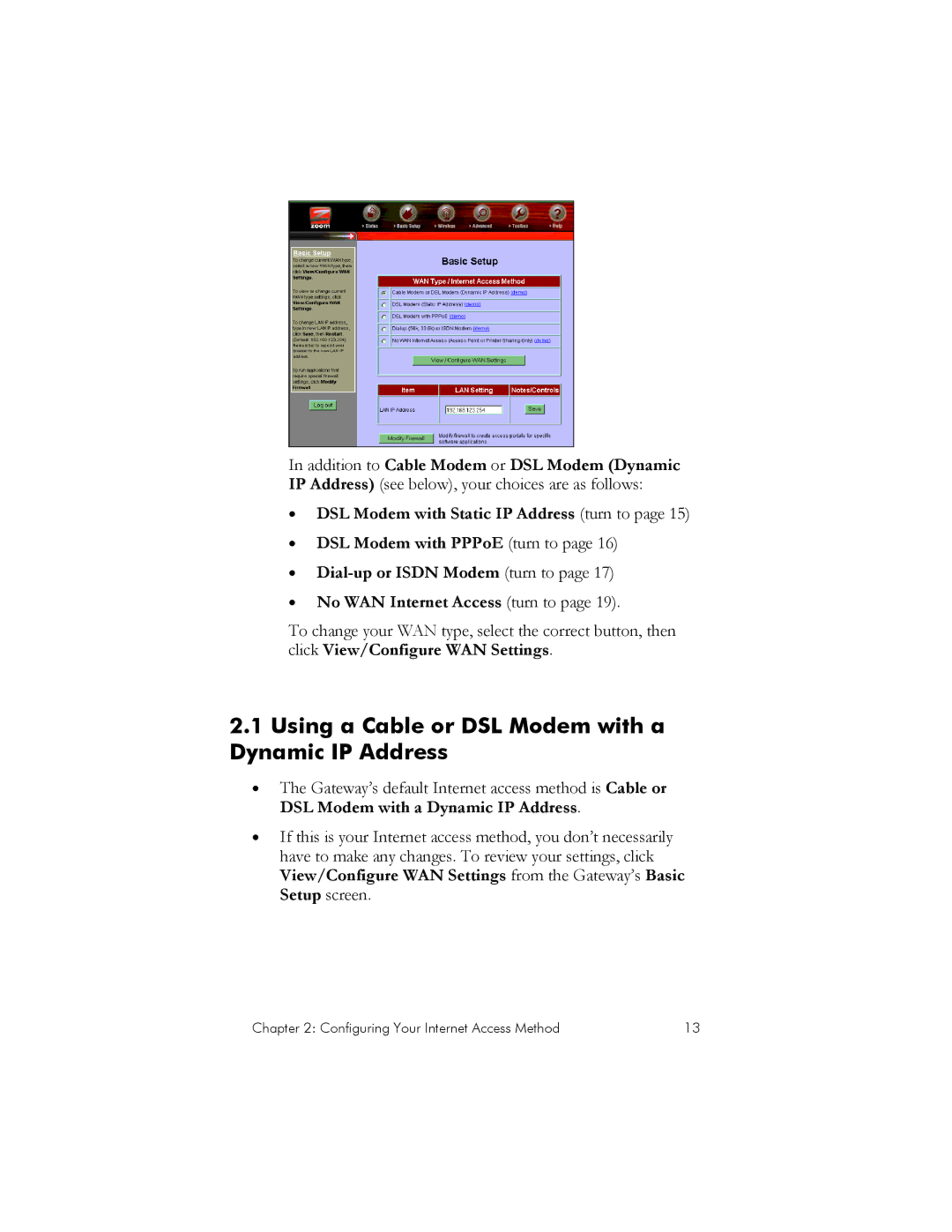 Zoom IG-4160 manual Using a Cable or DSL Modem with a Dynamic IP Address 