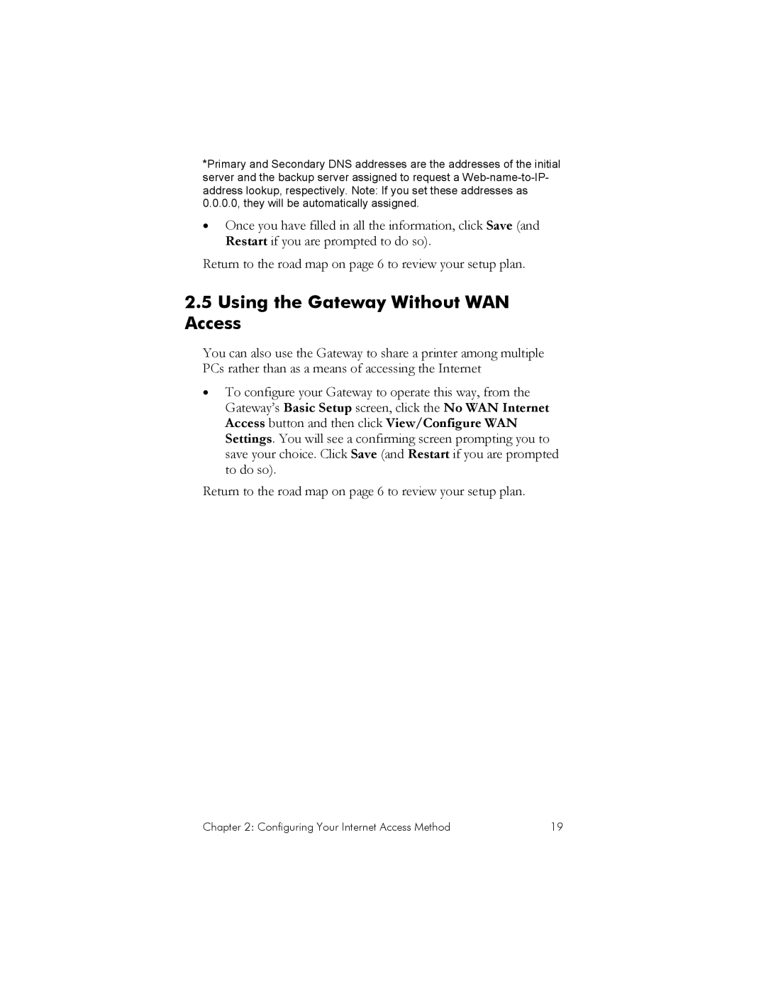 Zoom IG-4160 manual Using the Gateway Without WAN Access 