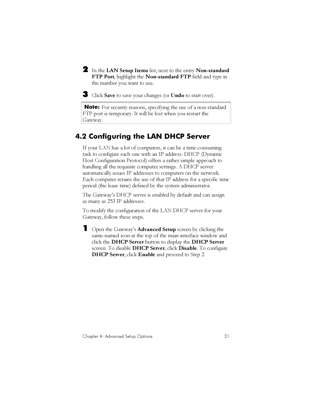 Zoom IG-4160 manual Configuring the LAN Dhcp Server 